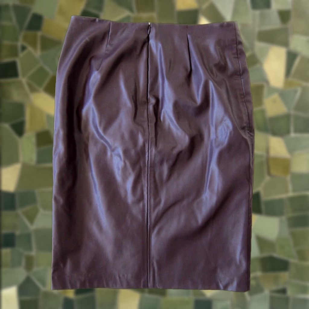 Calvin Klein Calvin Klein Purple Faux Leather Zipper Straight Pencil Wrap Work Skirt 4 Womens Knee Length Size 2 30" Waist 38" Hip Bar 23.5" Waist to Hem Size 26" / US 2 / IT 38 - 1 Thumbnail