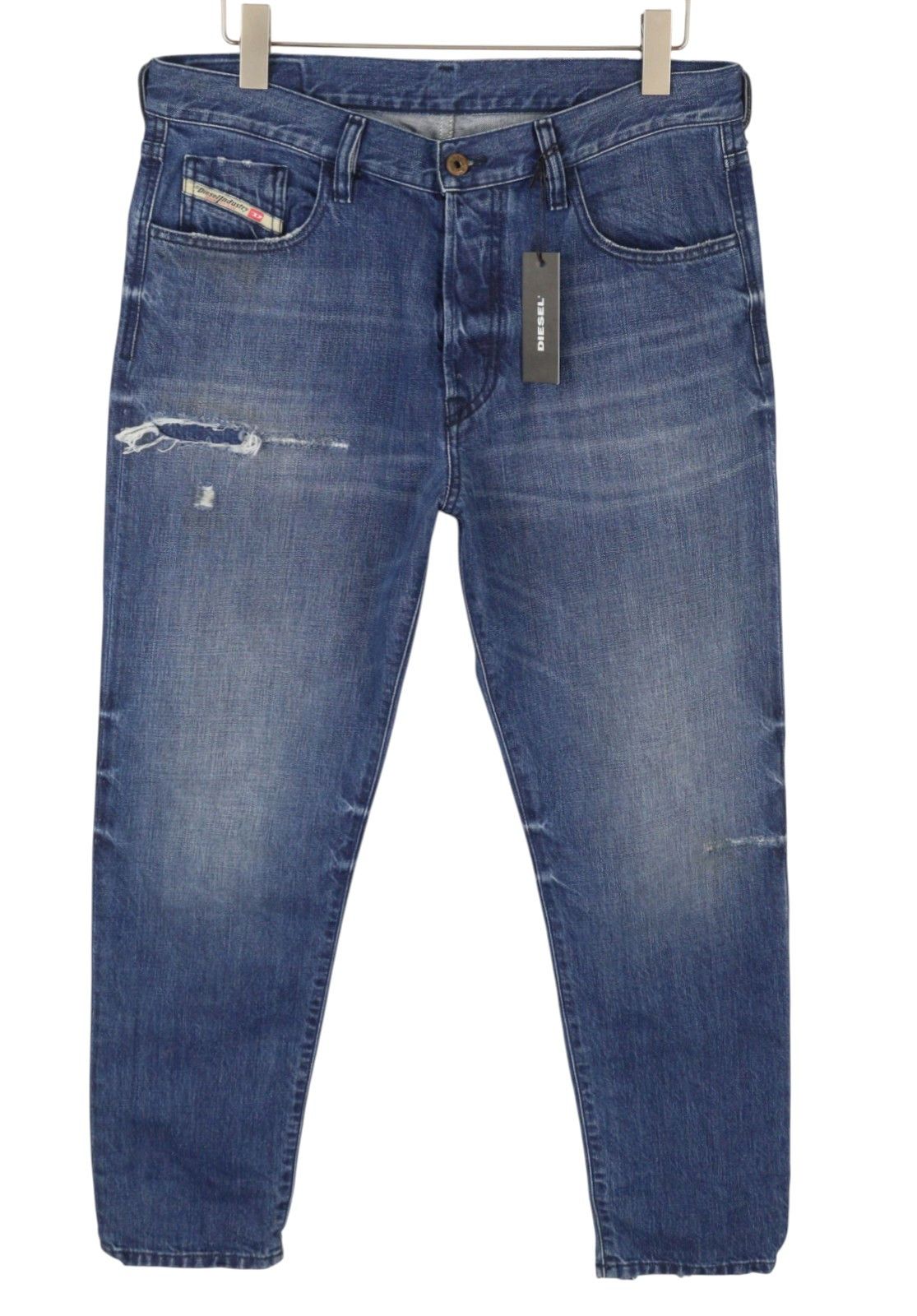 Diesel MHARKY 080AH W34 Blue Faded Distress Cropped Jeans 89136 Size US 34 / EU 50 - 2 Thumbnail