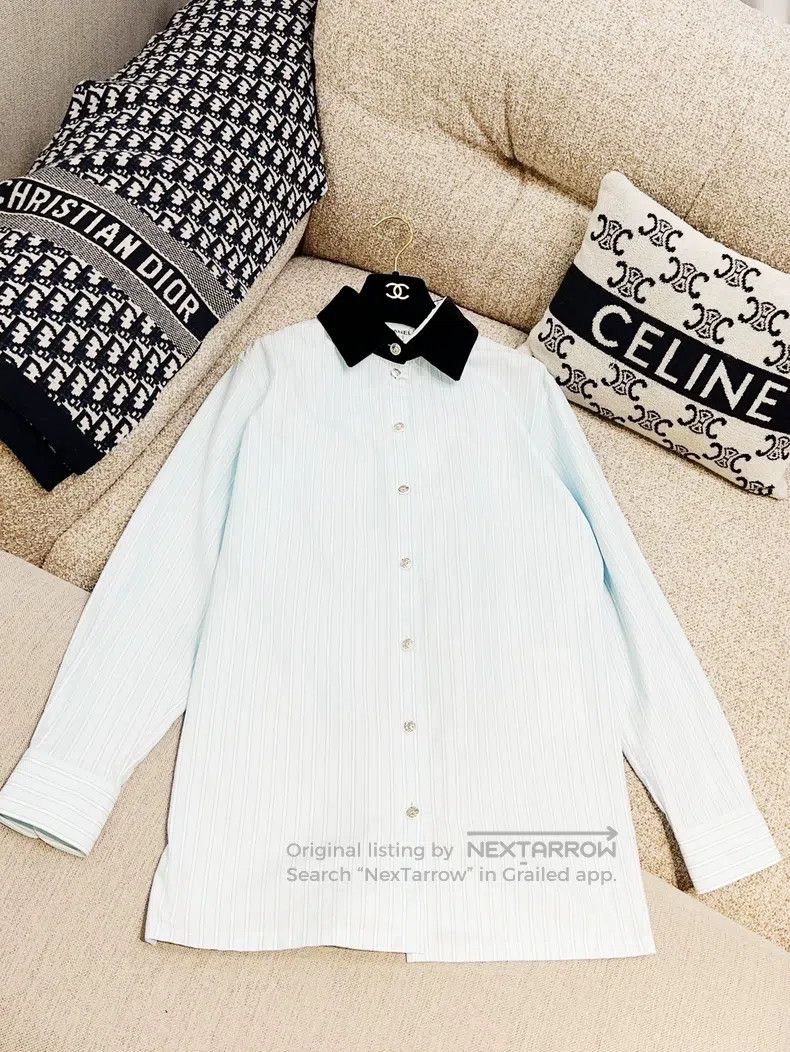 Chanel Chanel 22B autumn and winter preview blue striped velvet c Size XXS / US 00 / IT 34 - 2 Thumbnail