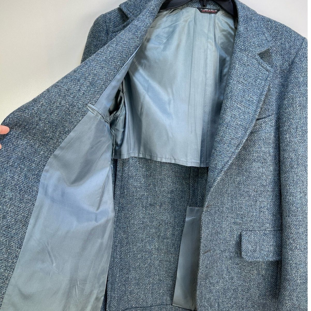 Harris Tweed × Vintage Harris Tweed Blue Wool Blazer Single Breasted 2 Button Size 42R - 2 Thumbnail