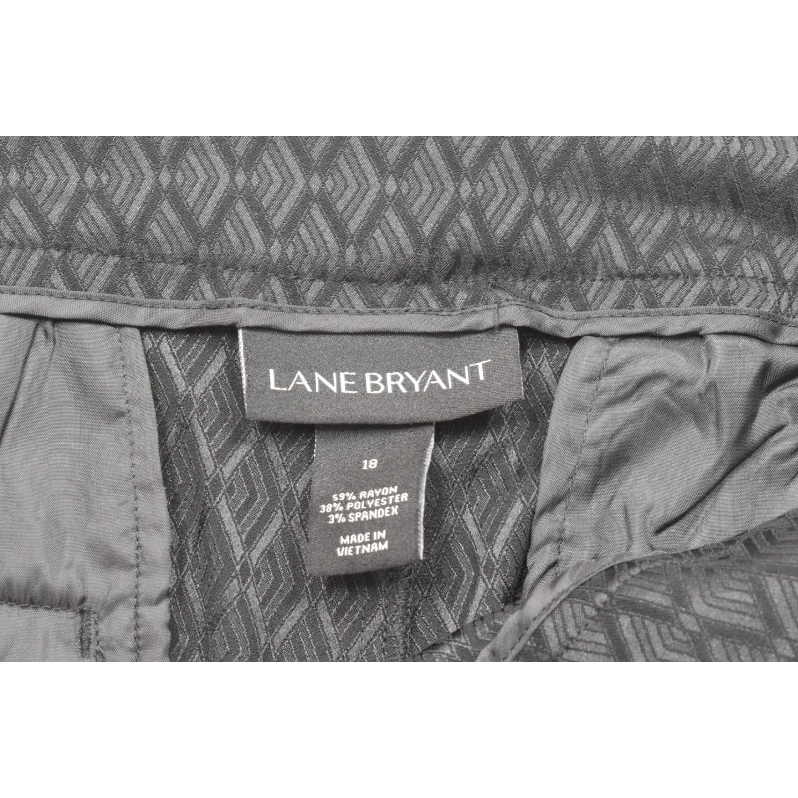 Vintage Lane Bryant Pants 18 Women Black Geometric Diamond Textured Flat Front Dress Pants Regular Plus Size Ladies Mens Womens Size 40" / US 18 - 4 Thumbnail