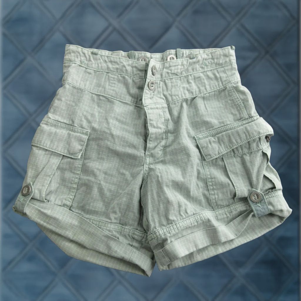 Free People VINTAGE Free People Cargo Shorts Womens 25 Green Cotton Casual Size 42" / US 20 - 1 Thumbnail