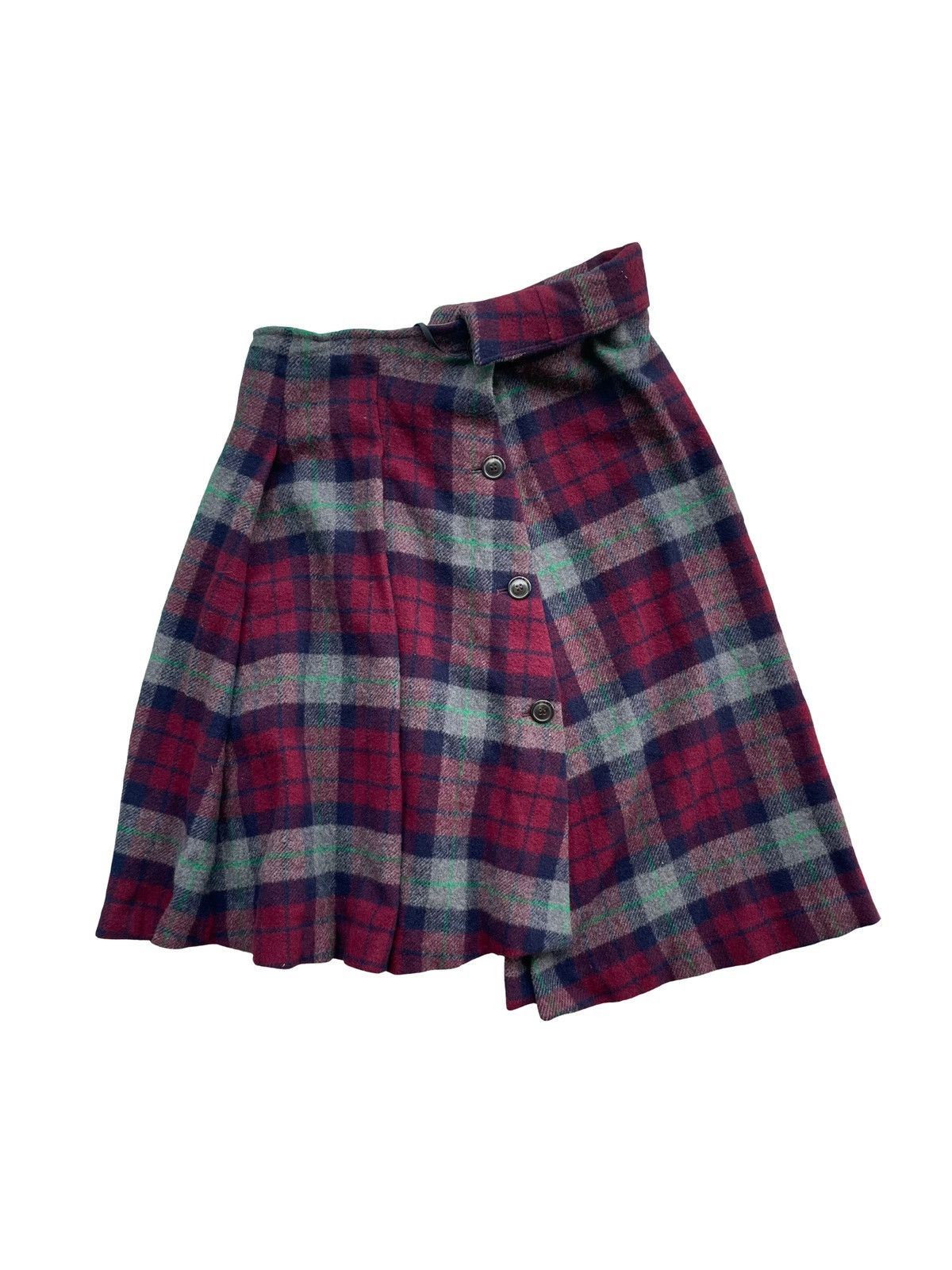 Issey Miyake Issey Miyake 🔥 Sunao Kuwahara Plaid Punk Skirt Wool (Red) Size 31" - 5 Thumbnail