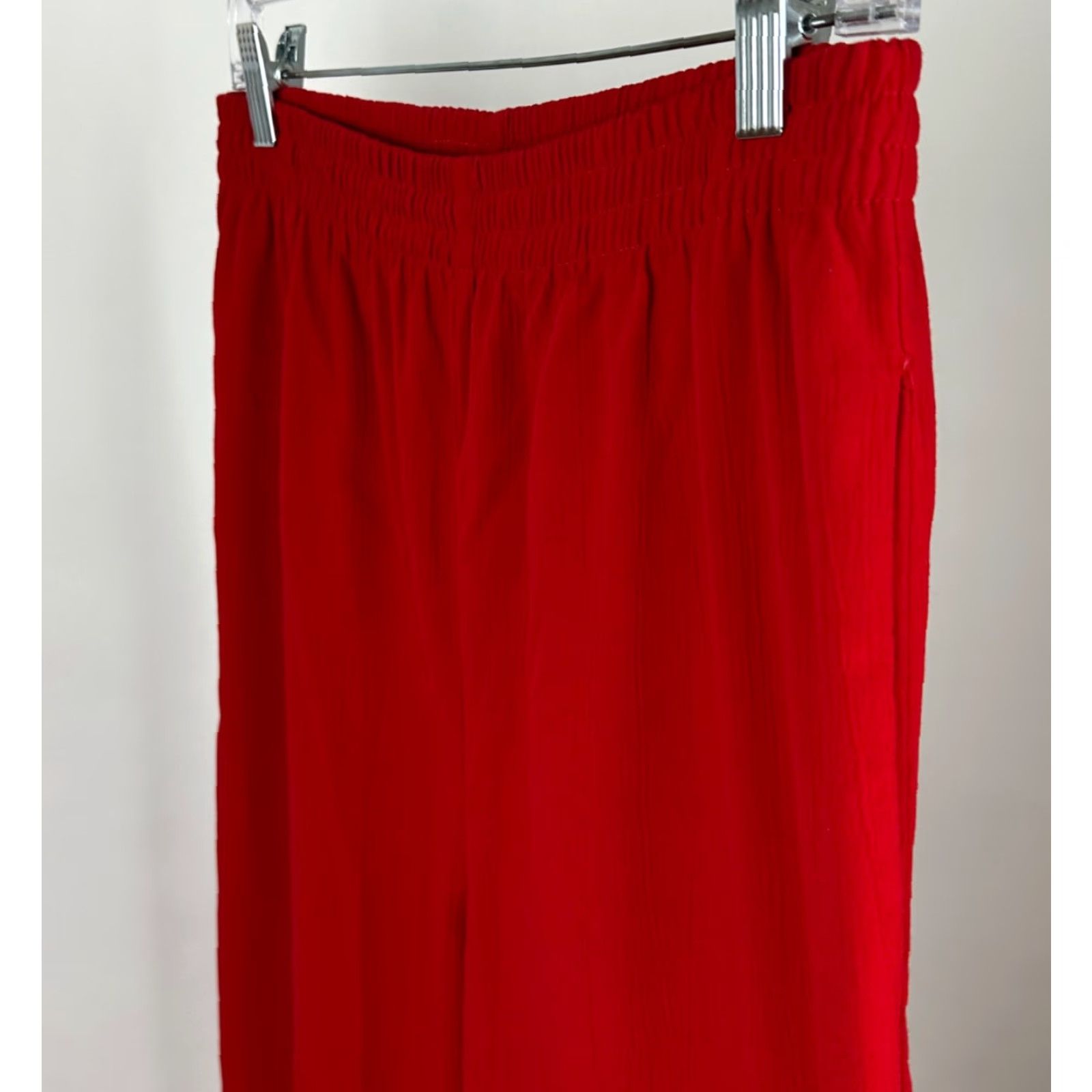 Vintage VINTAGE Womens Small Pants 90s Bright Red Elastic Waist Pockets Easy Pull-on Rayon Blend Size 28" / US 6 / IT 42 - 5 Thumbnail