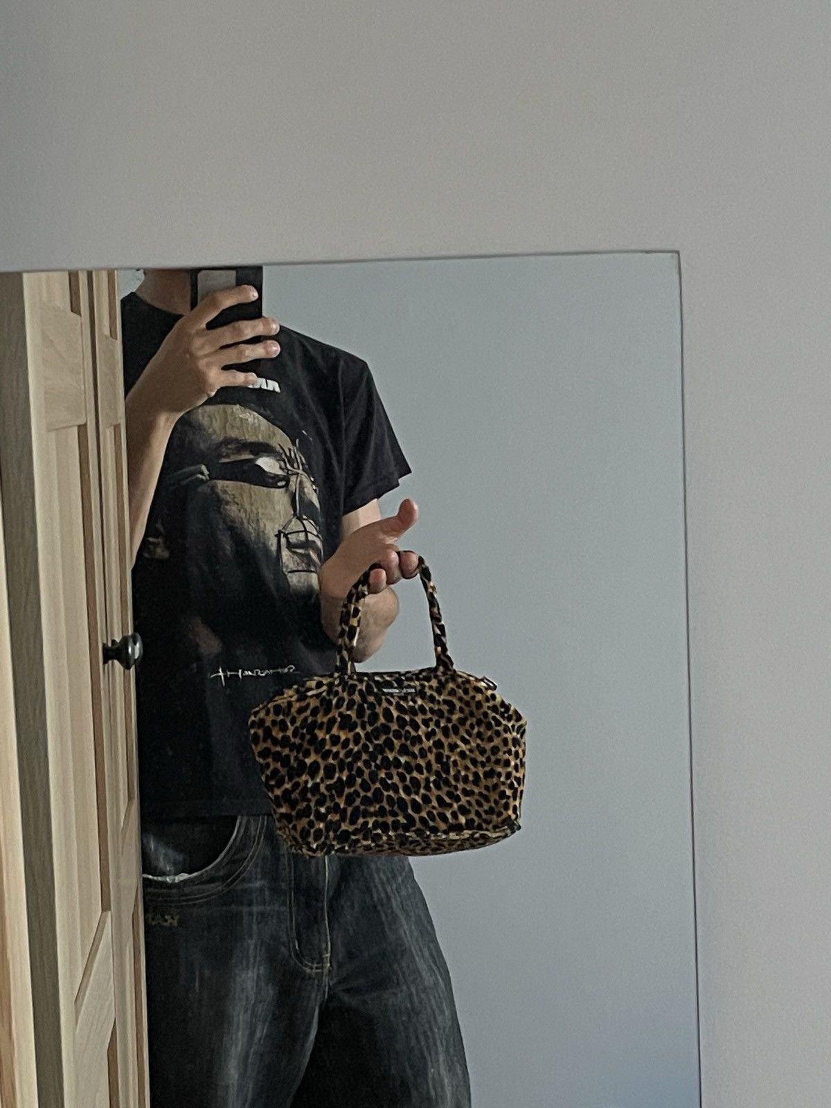 Dolce & Gabbana Dolce&Gabbana Vintage Y2k Black Nylon Leopard Hand Bag Size ONE SIZE - 14 Thumbnail
