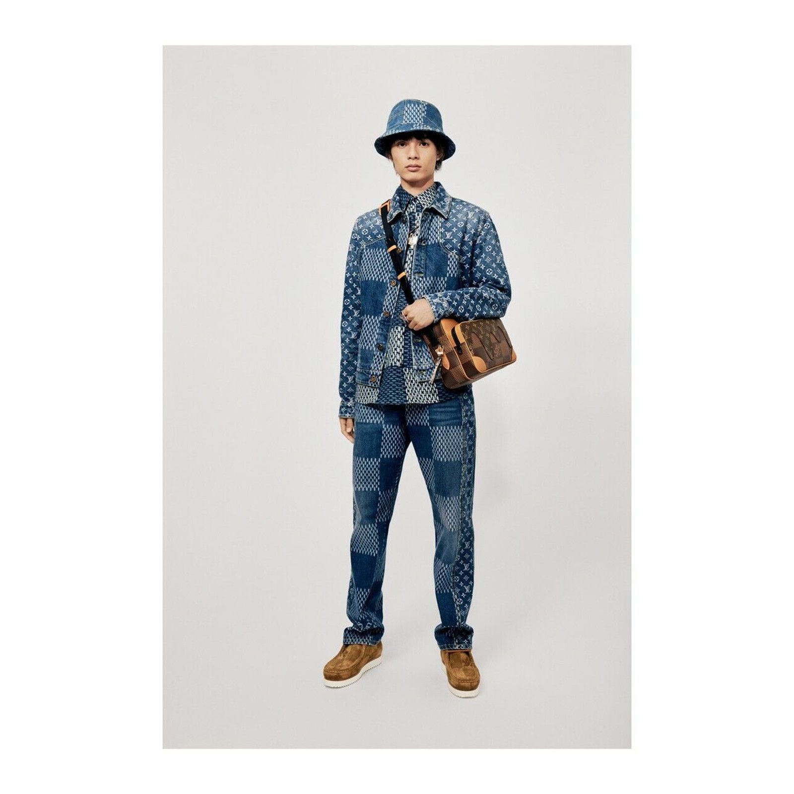 Louis Vuitton Louis Vuitton Nigo Wave Denim Logo Sun Bucket Hat M 58cm Size ONE SIZE - 3 Thumbnail