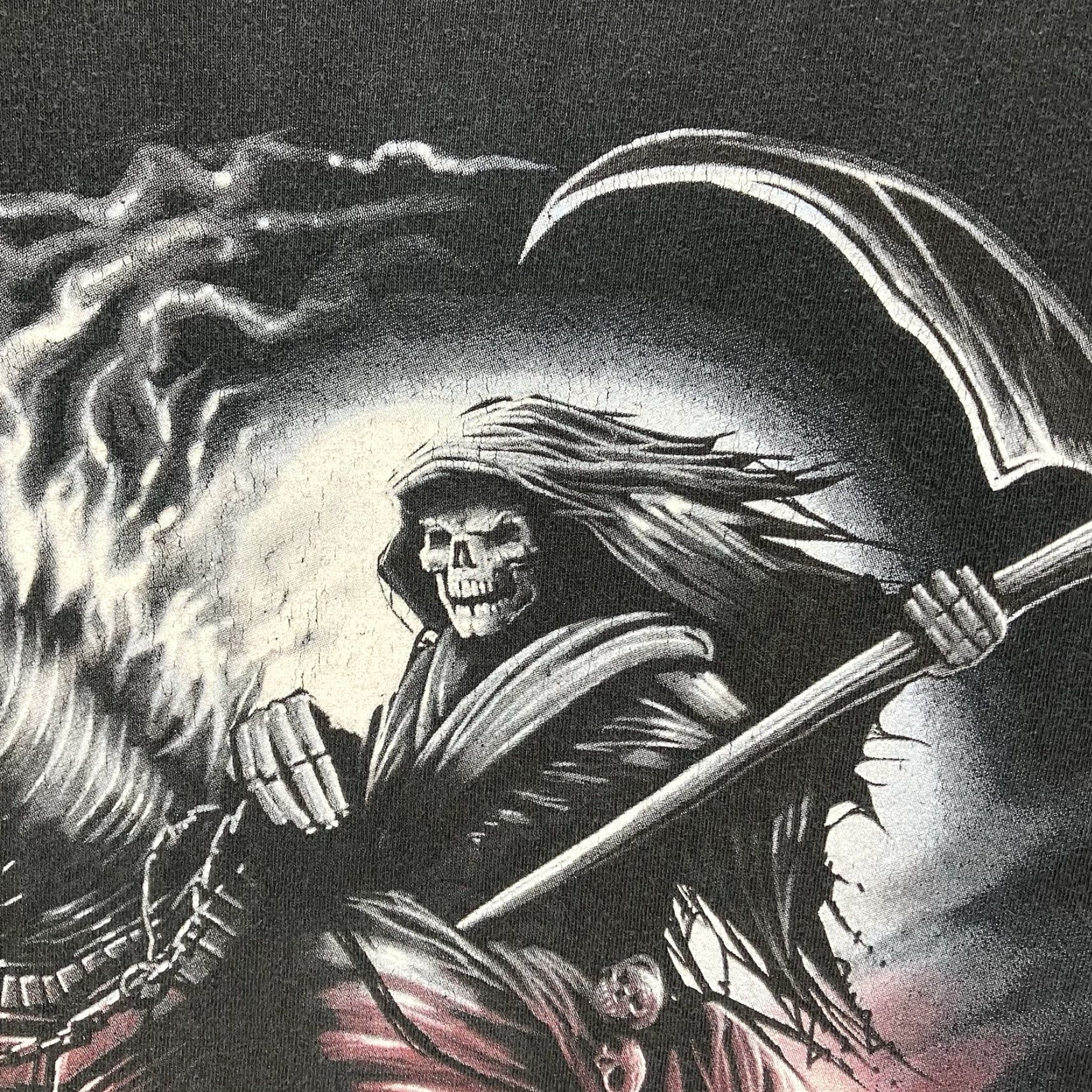 Gildan VINTAGE Grim Reaper Graphic T-Shirt Mens Oversized Large Black 2000s Death Skeletal Halloween Gildan Crew Neck Short Sleeve Size US L / EU 52-54 / 3 - 4 Thumbnail