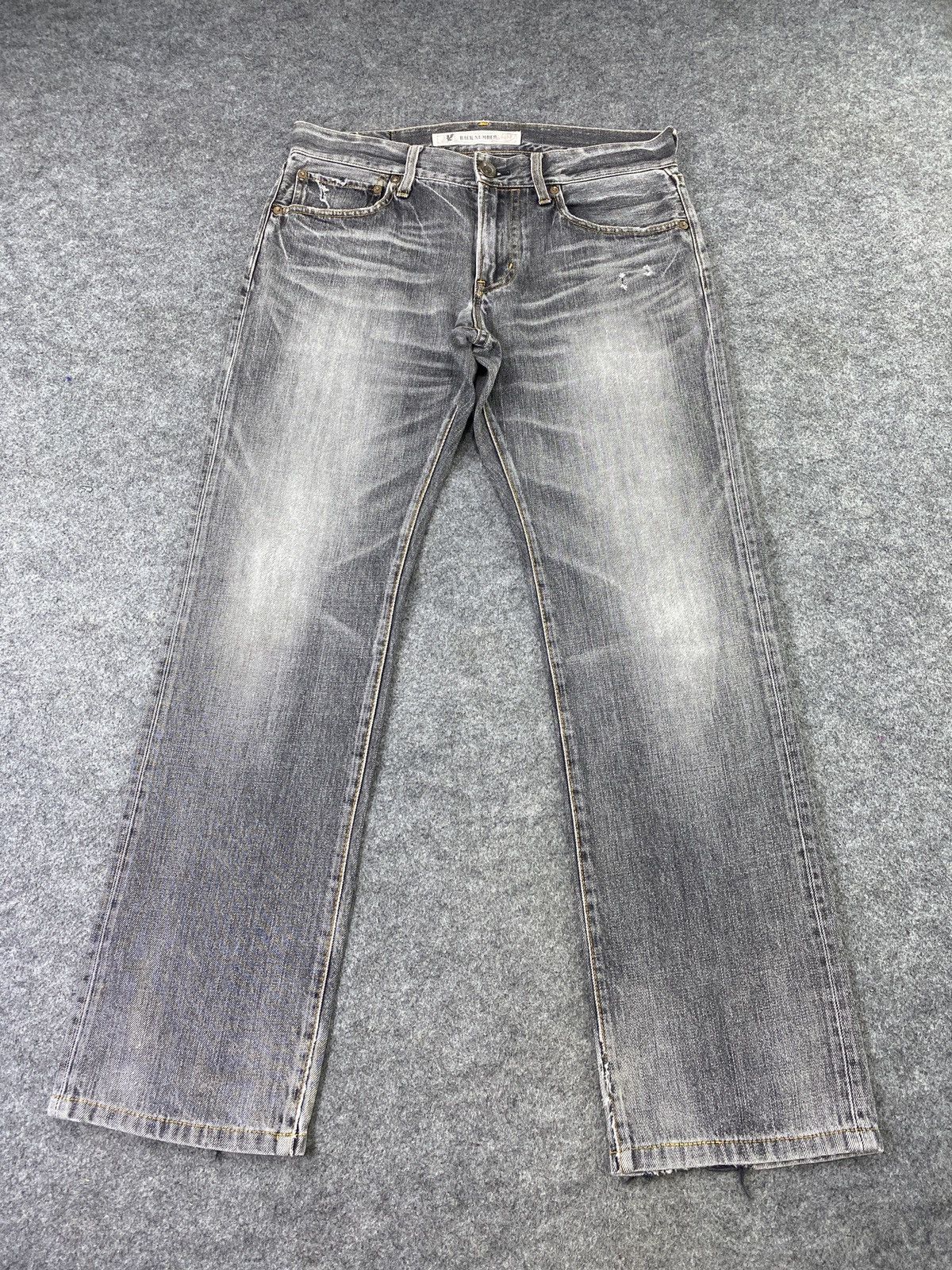 Japanese Brand × Jean Japanese Brand Back Number Faded Black Wash Jeans -J1133 Size US 33 - 2 Thumbnail