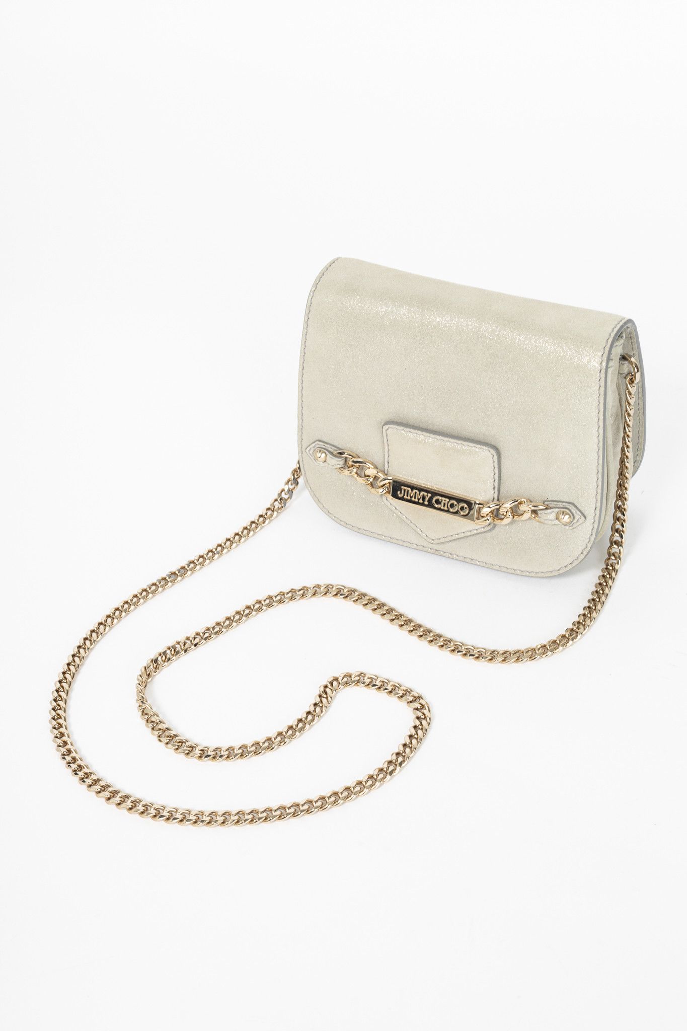 Jimmy Choo Jimmy Choo Shadow Silver Shimmer Leather Flap Crossbody Size ONE SIZE - 6 Thumbnail