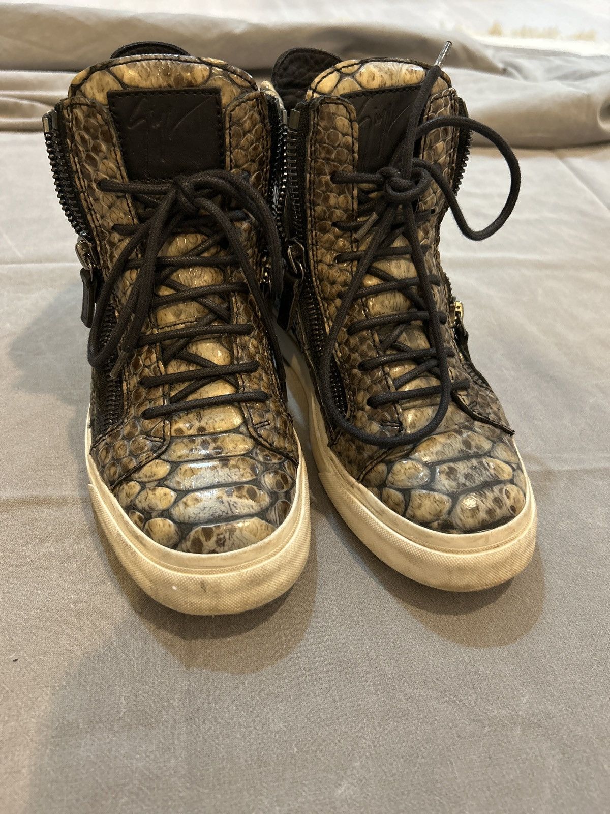 Giuseppe Zanotti Giuseppe Zanotti Python Effect High Top Sneakers Size US 7 / IT 37 - 7 Thumbnail