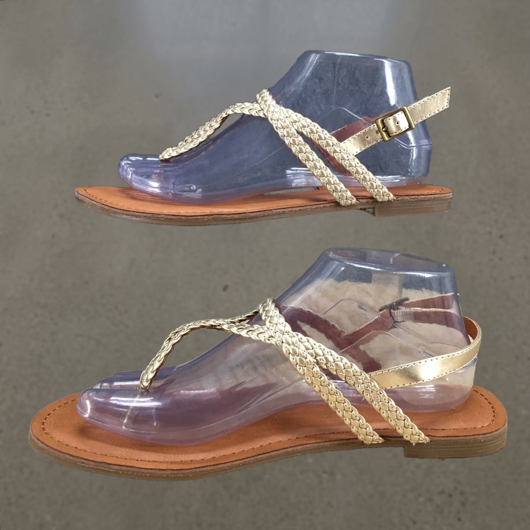 Vintage Universal Thread Sandals Women 9 Gold Slingback Buckle Casual Shoes Size US 9 / IT 39 - 1 Thumbnail