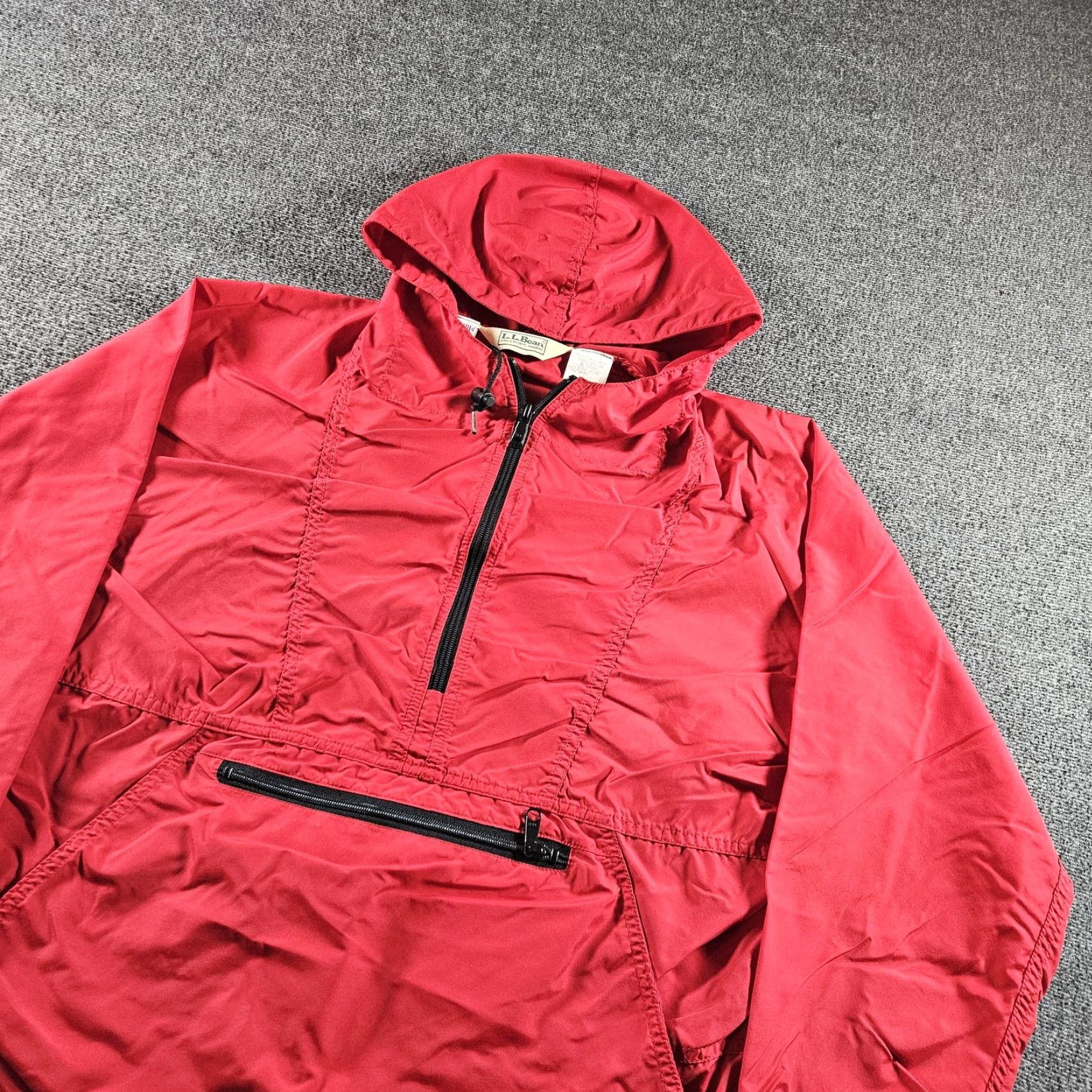 Vintage L.L. Bean Jacket Mens M Red Nylon Hooded Anorak 1/4 Zip Pullover Outdoor Pockets Zipper Size US M / EU 48-50 / 2 - 3 Thumbnail