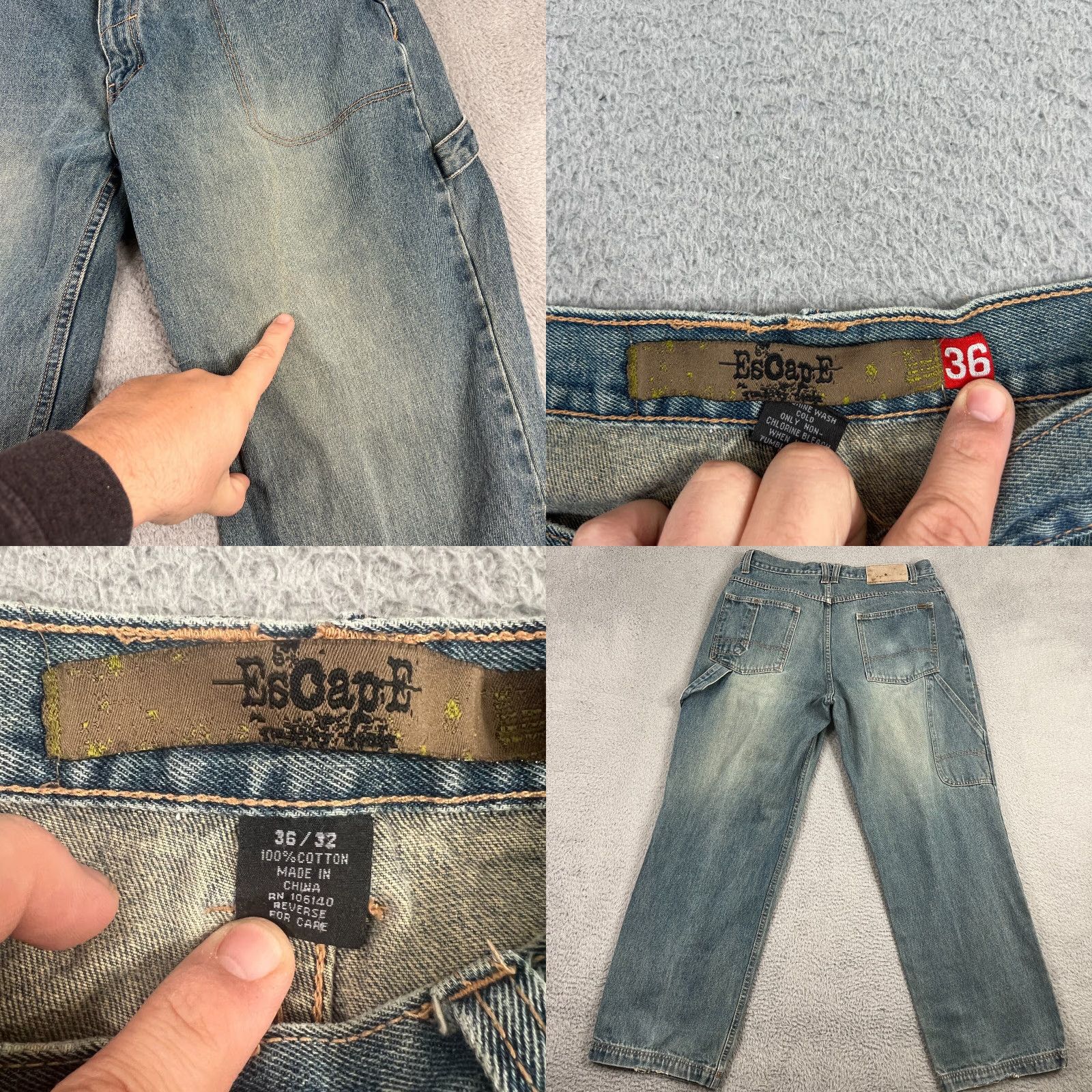 Vintage VINTAGE Escape Baggy Jeans 35x30 Blue Cybergoth Rave 90s Mens Size US 35 - 8 Thumbnail