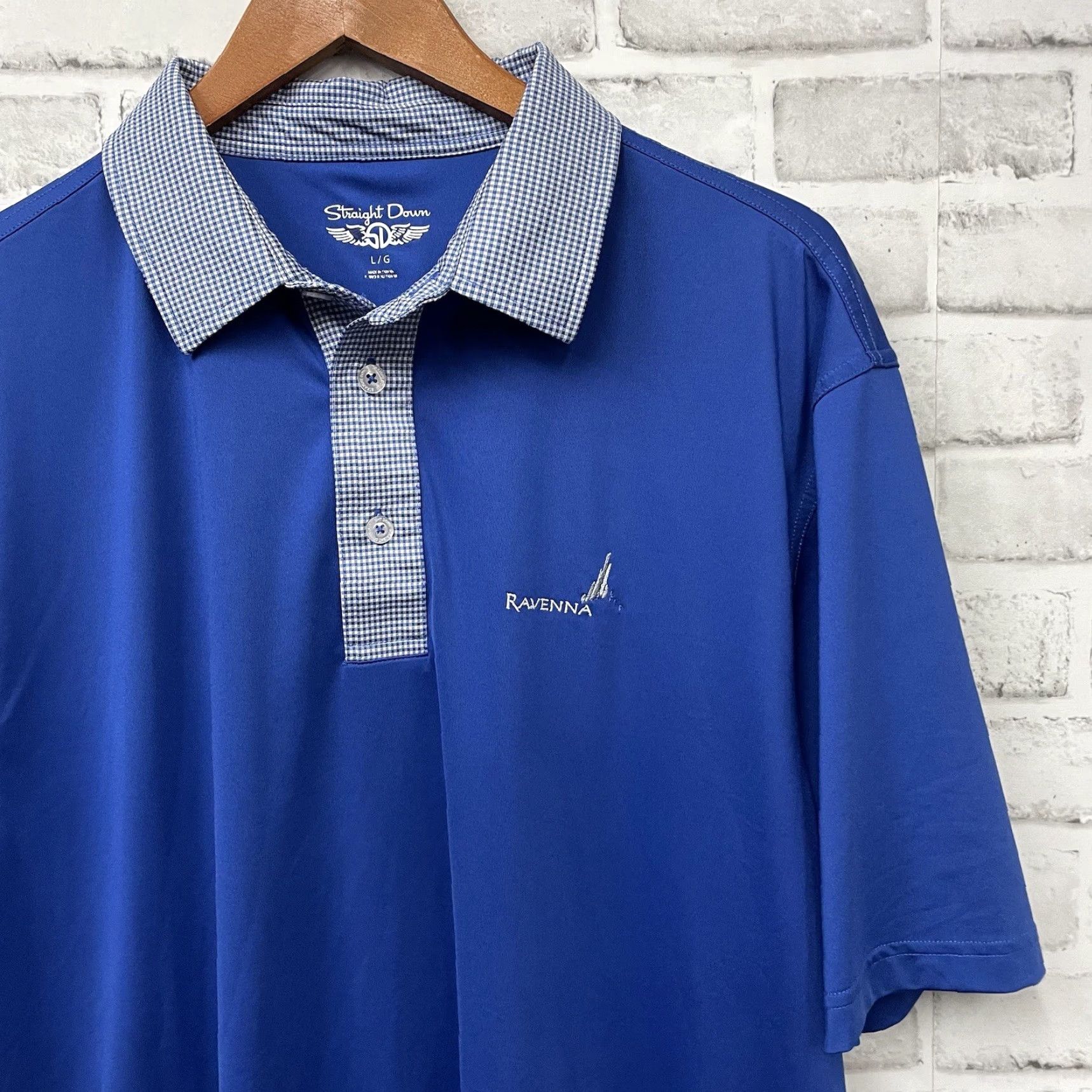 Vintage Straight Down Ravenna Blue Athletic Stretchy Polo Shirt Mens Size L Size US L / EU 52-54 / 3 - 2 Thumbnail
