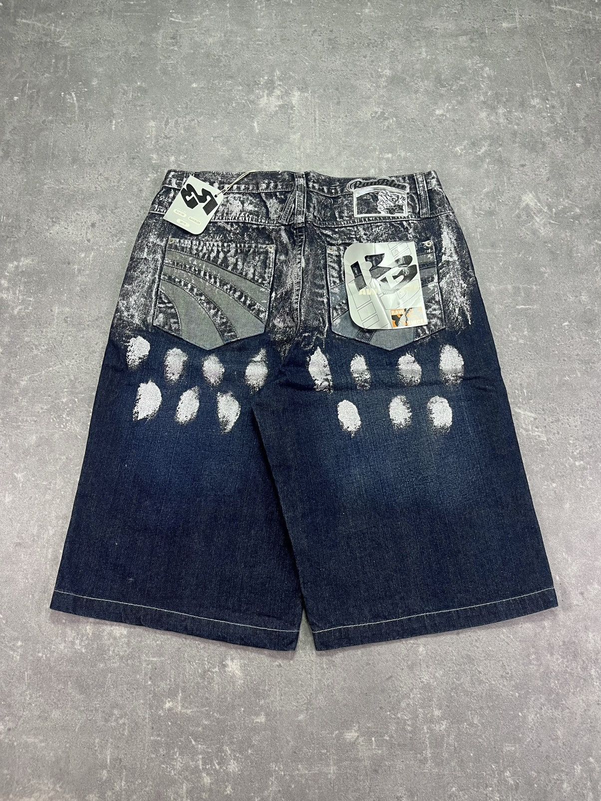 Affliction DSWT Raw Blue Baggy Printed Glitter Denim Jorts Shorts 38 Size US 38 / EU 54 - 1 Thumbnail