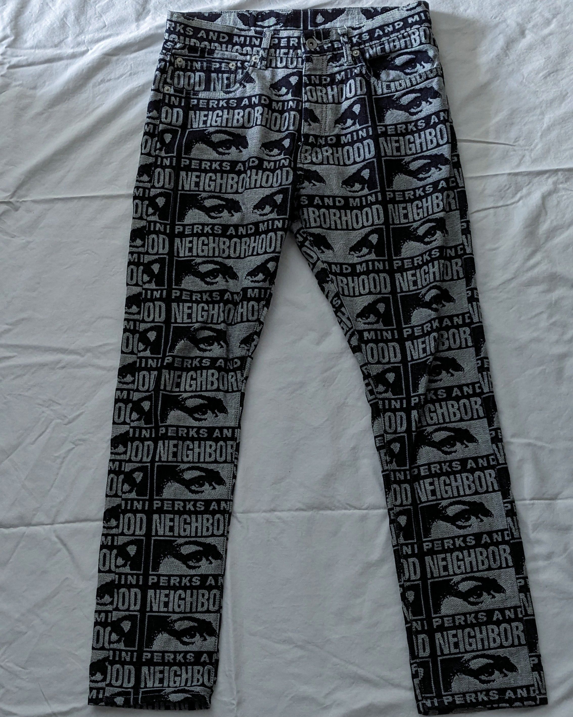 image of Neighborhood x Perks And Mini All Over Print Jeans in Indigo, Men's (Size 28)