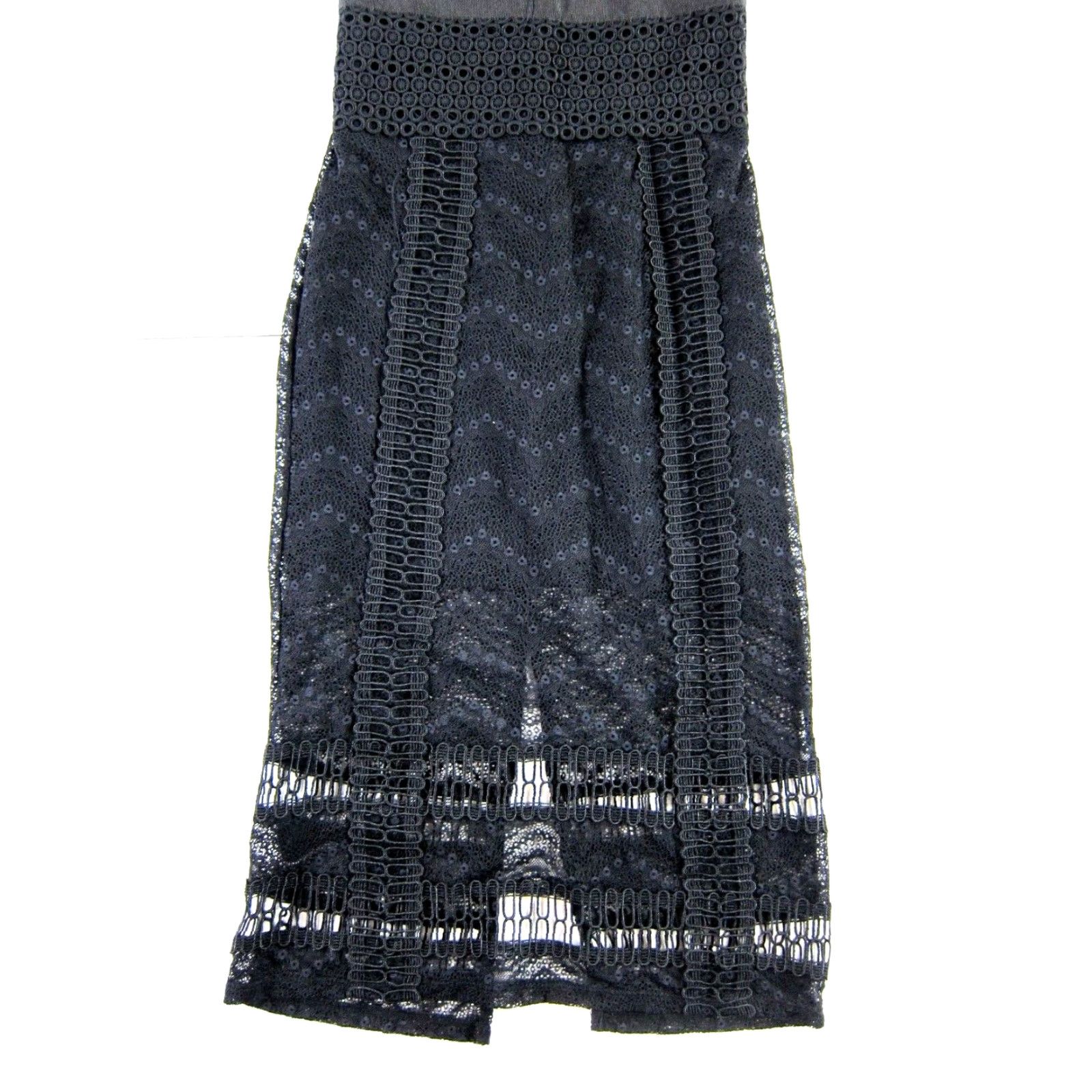 Topshop Topshop Black Crochet Lace Sleeveless Formal Work Midi Sheath Tank Dress 4 Size S / US 4 / IT 40 - 6 Thumbnail
