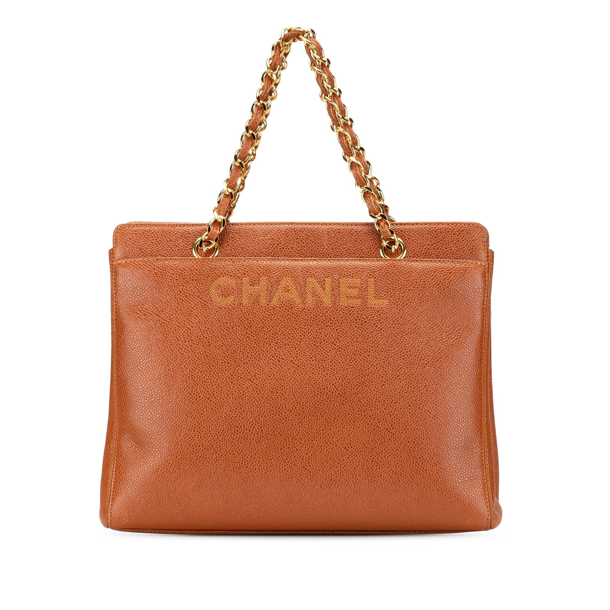 Chanel Chanel Caviar Logo Chain Tote Brown Size ONE SIZE - 1 Thumbnail