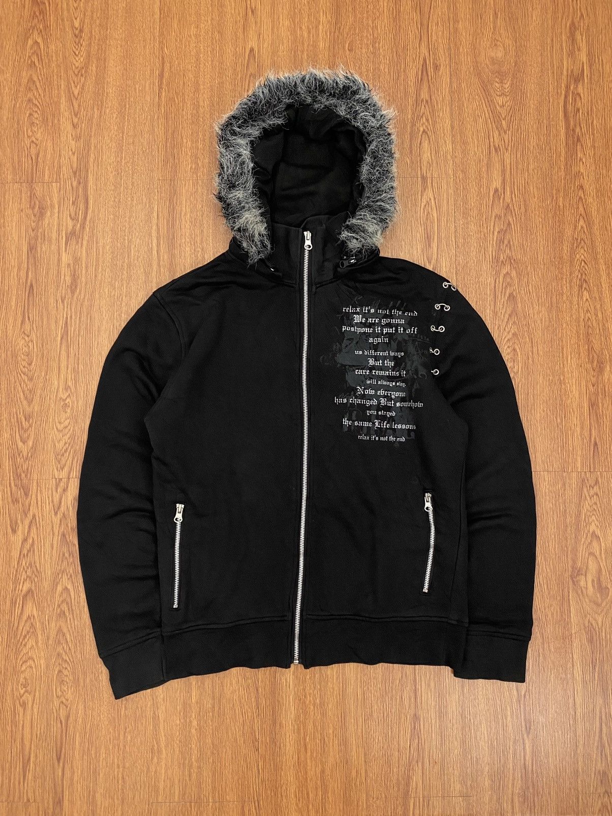 image of If Six Was Nine x In The Attic Punk Fur Zip Hoodie in Black, Men's (Size Large)