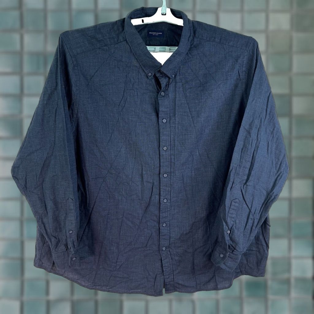 CLOT VINTAGE Cloth Men's Button-Down Shirt Casual Long Sleeve Blue Cotton Size 4XL Size US XXL / EU 58 / 5 - 1 Thumbnail