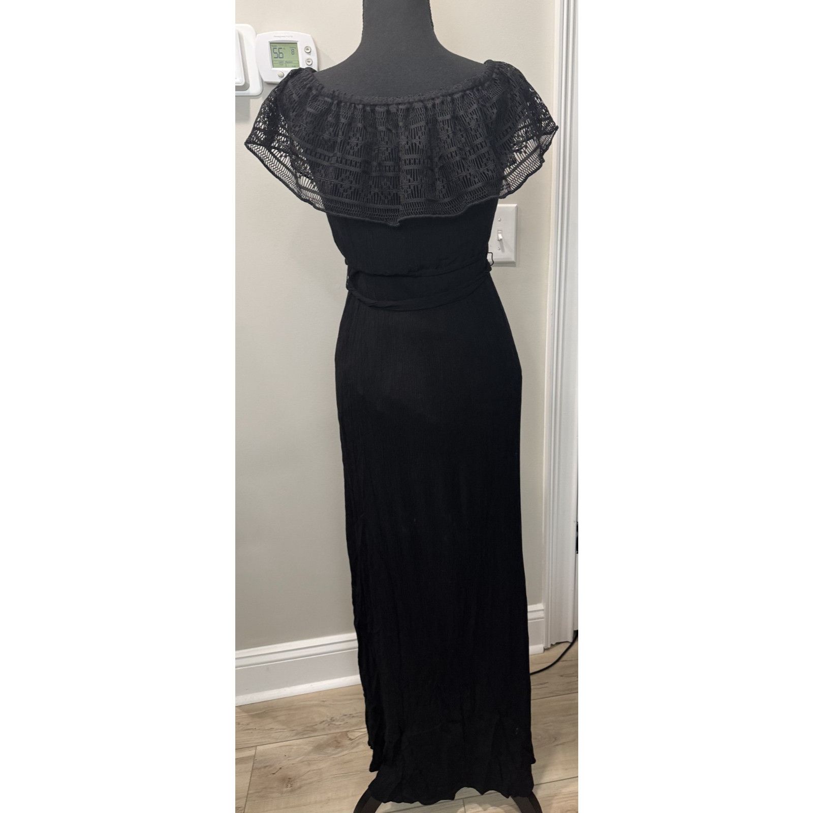 Apt. 9 Whimsigoth Black Dress Boho Long Slit Lace Gothic Cottage XS Size XS / US 0-2 / IT 36-38 - 2 Thumbnail