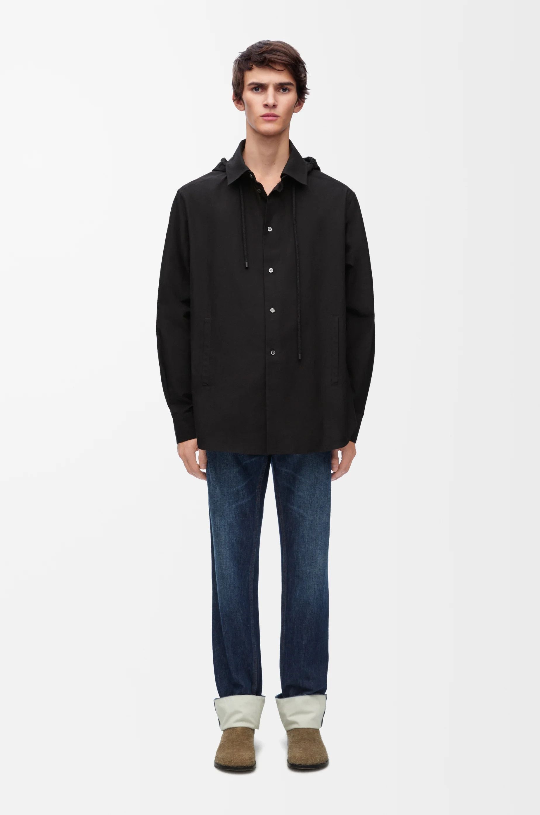 Loewe o1in1g0426 Anagram Hooded Overshirt in Black Size US S / EU 44-46 / 1 - 3 Thumbnail