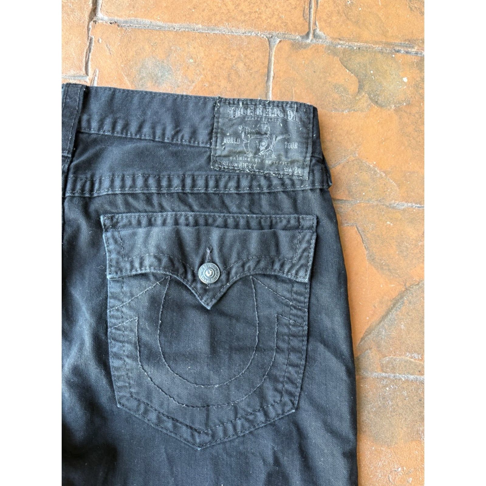 True Religion VINTAGE Y2K True Religion Ricky Straight Denim Jeans Mens 38x25 Made in USA Size US 38 / EU 54 - 7 Thumbnail