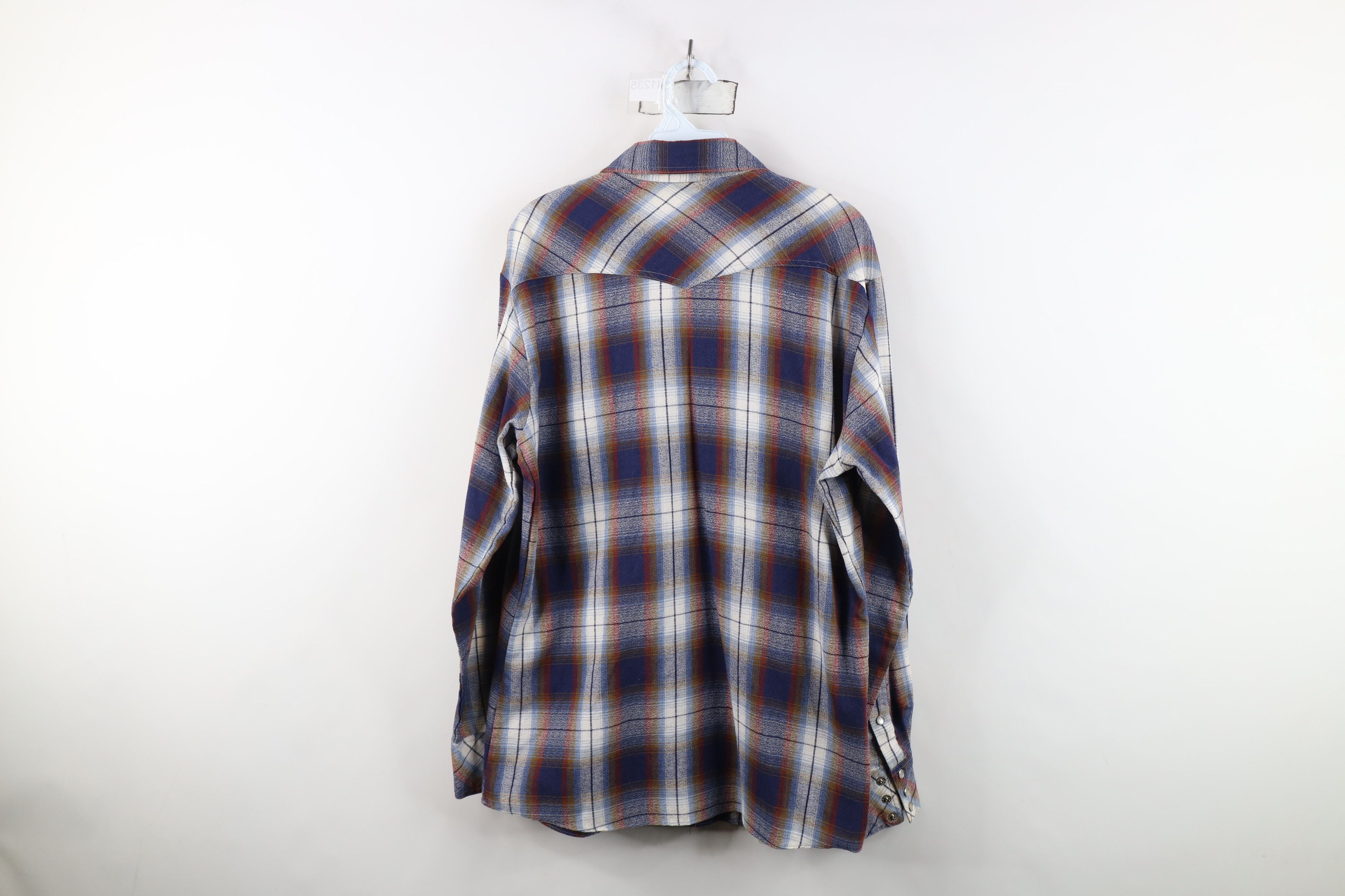 Vintage Vintage 70s Streetwear Plaid Knit Western Snap Button Shirt Size US L / EU 52-54 / 3 - 10 Thumbnail