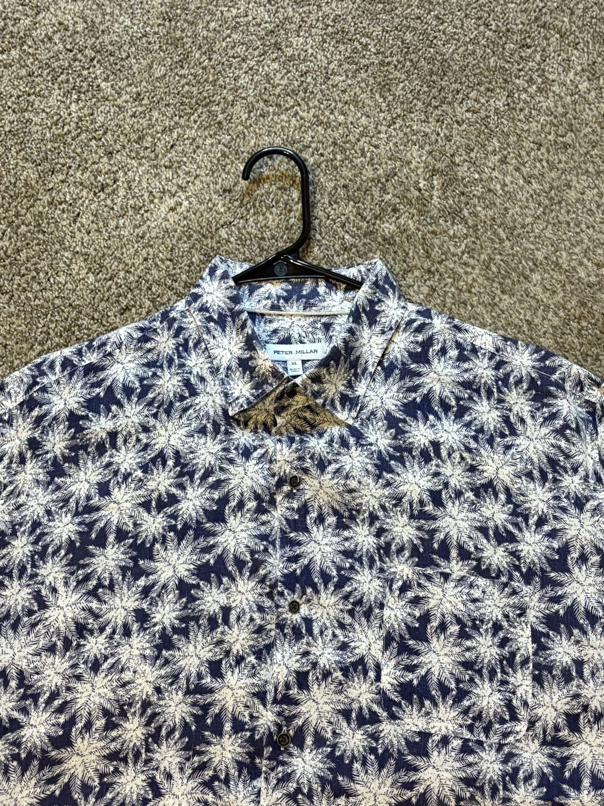 Peter Millar Peter Millar Shirt Mens XL Blue Linen Button Up Short Sleeve Size US XL / EU 56 / 4 - 3 Thumbnail
