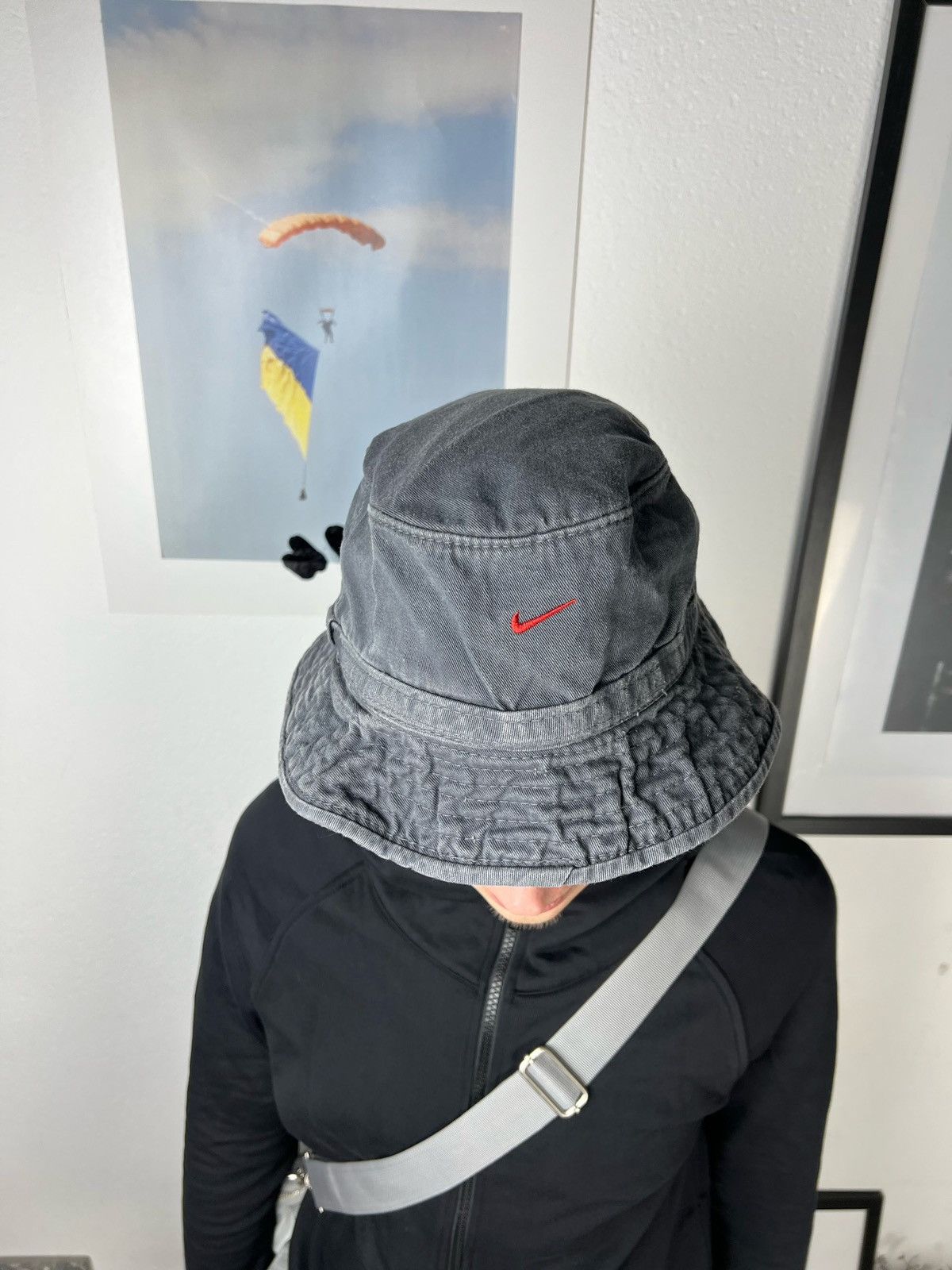 Nike × Vintage Vintage Nike Swoosh Logo Bucket Hat Panama faded Size ONE SIZE - 2 Thumbnail
