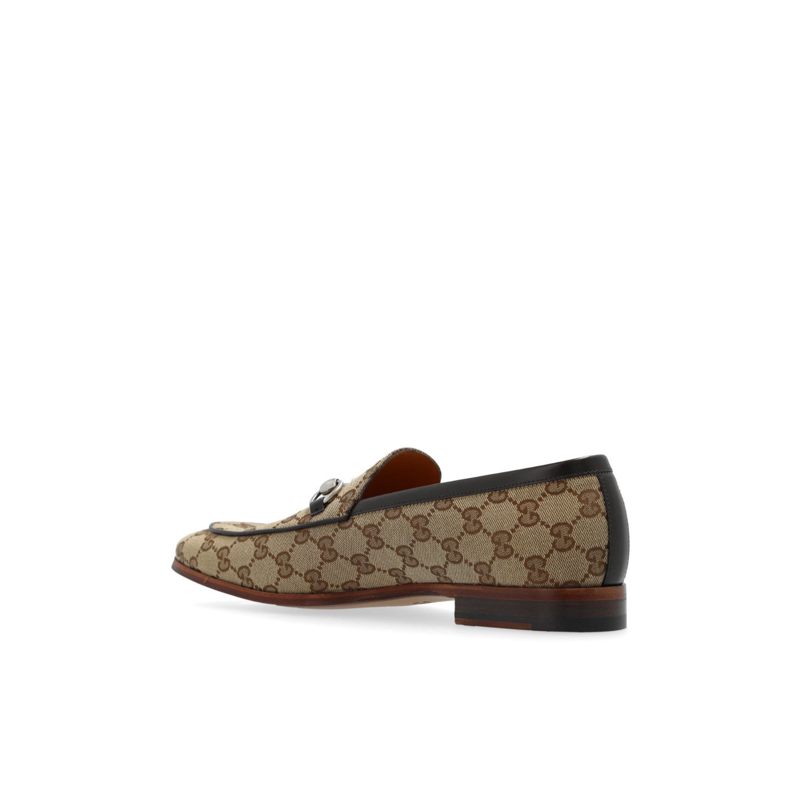 GUCCI Horsebit Men's Beige And Ebony GG Canvas Loafers New (