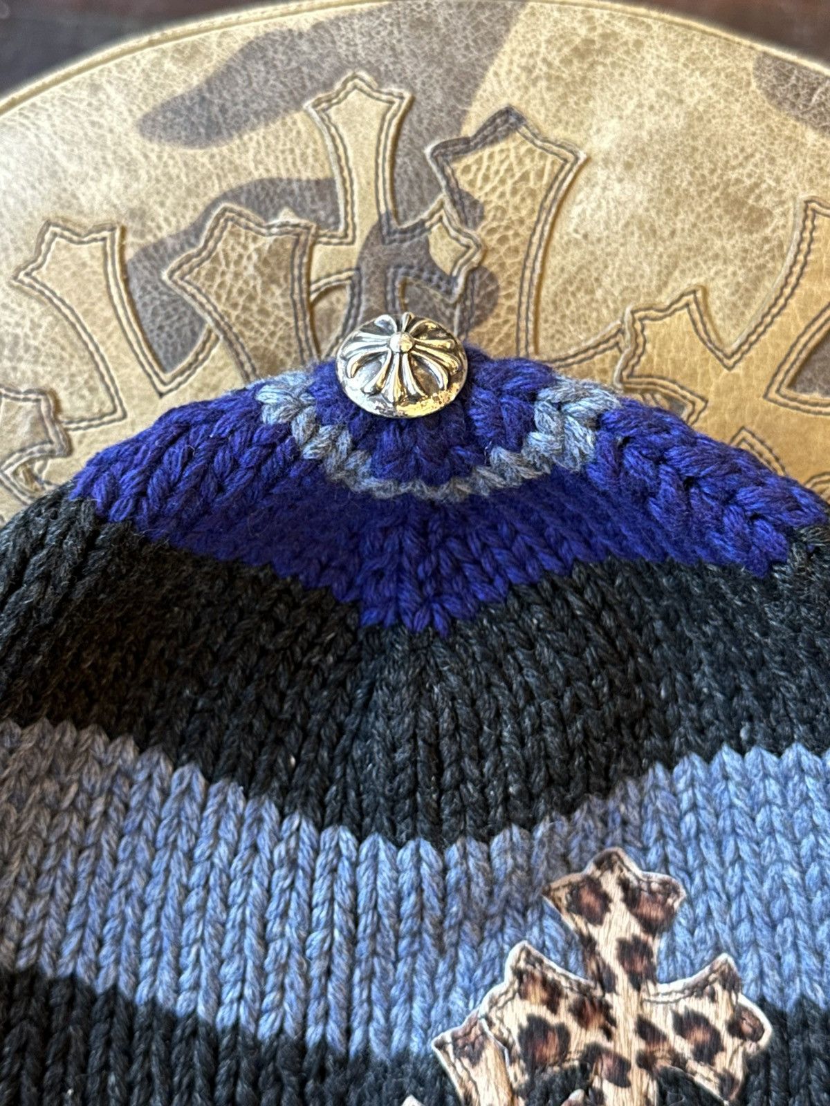 Chrome Hearts CHROME HEARTS BLACK & BLUE PATCH BEANIE Size ONE SIZE - 2 Thumbnail