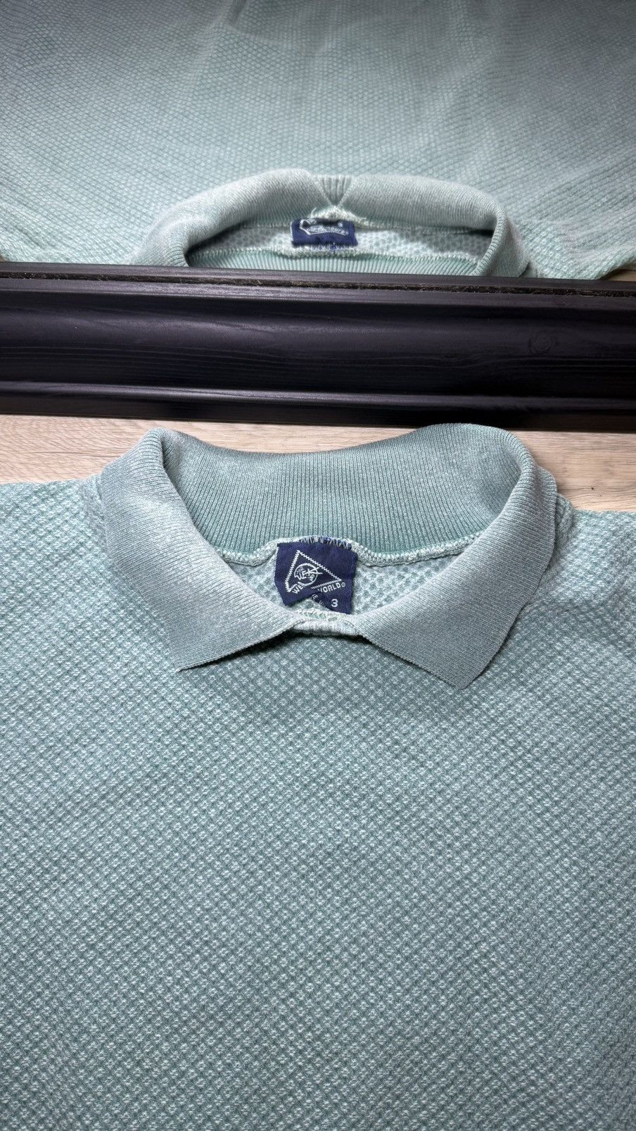 Gotcha Vintage 1990s Sea Foam Blue Thermal Waffle Weave Long Sleeve Size US XL / EU 56 / 4 - 4 Thumbnail
