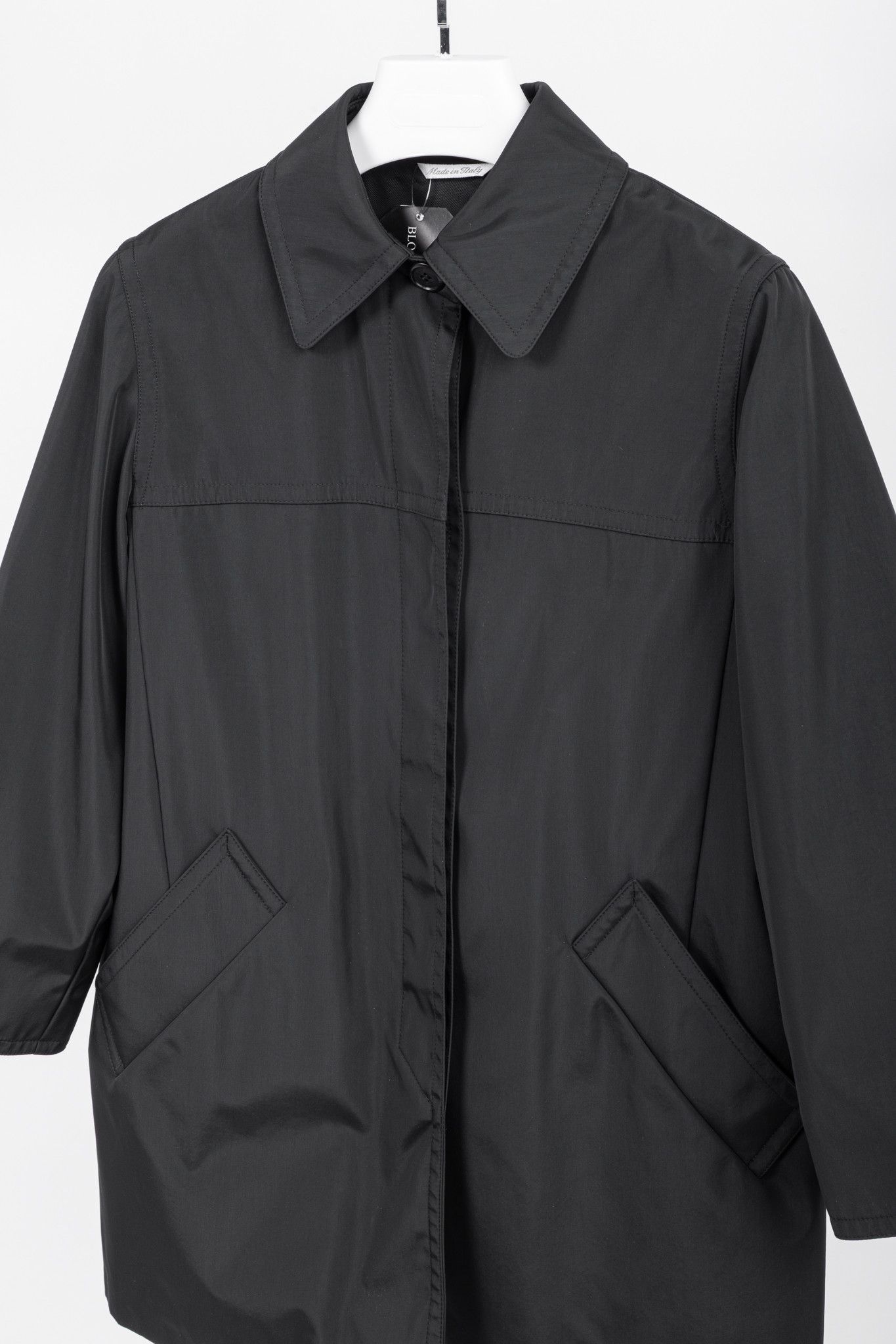 Max Mara Max Mara Black Nylon-Blend Taffeta Mac Coat Size XS / US 0-2 / IT 36-38 - 3 Thumbnail