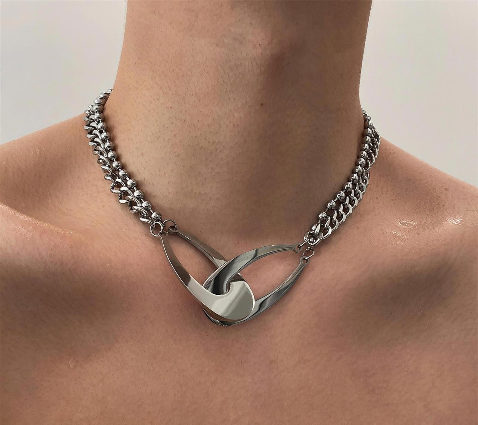 Jewelry Stylish Silver Statement Necklace Size ONE SIZE - 1 Thumbnail