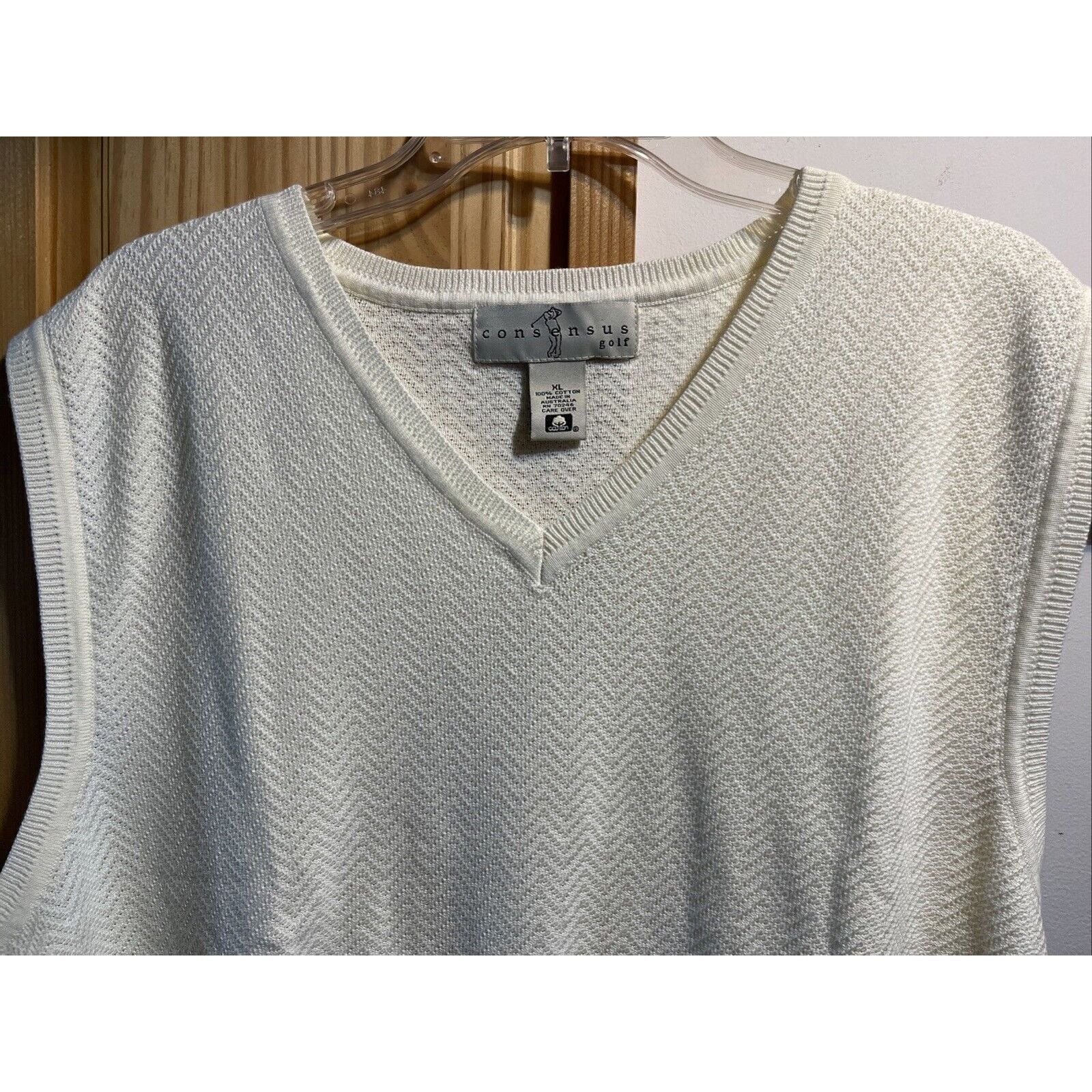 Consensus Sportswear VTG Consensus Golf Sweater Vest Men XL White Cotton Pullover Size US XL / EU 56 / 4 - 4 Thumbnail