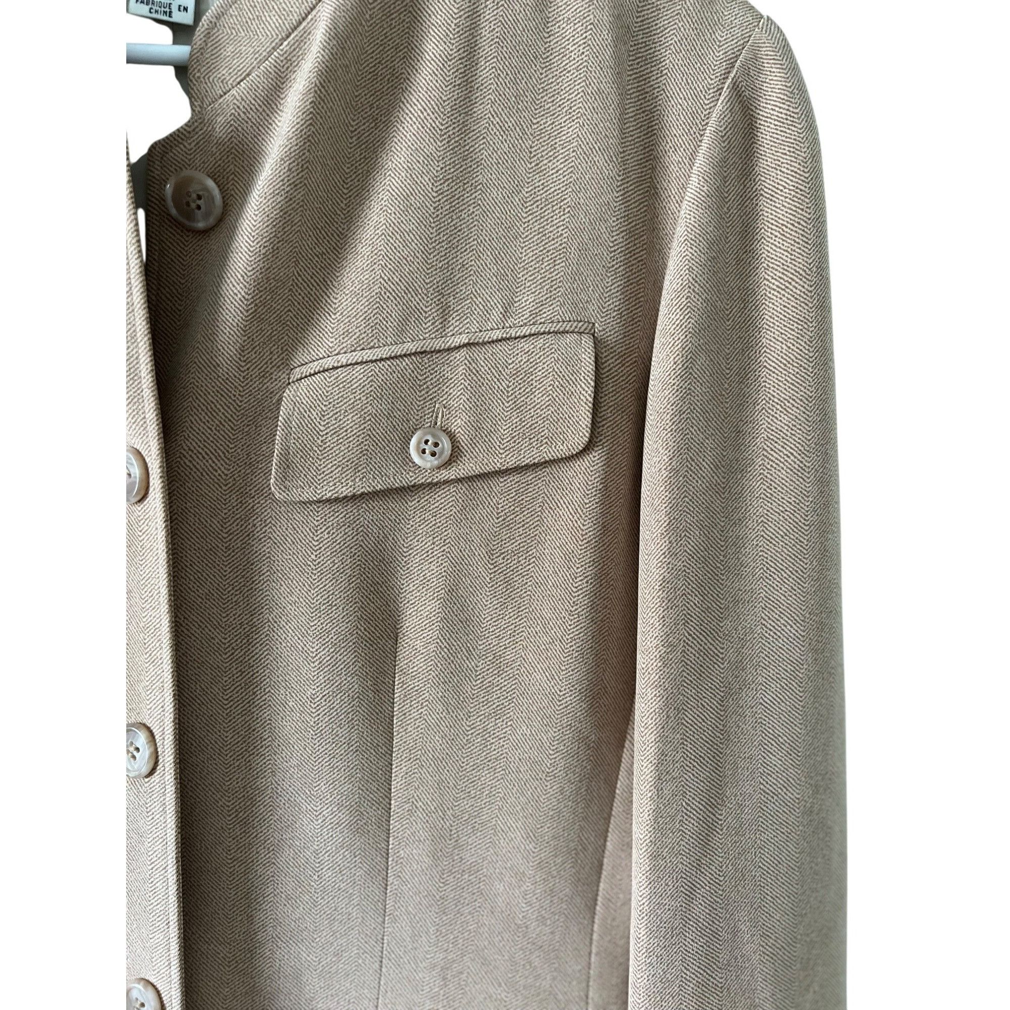 Anne Klein Anne Klein Womens Tan Herringbone Blazer With Button Front P Size S / US 4 / IT 40 - 4 Thumbnail
