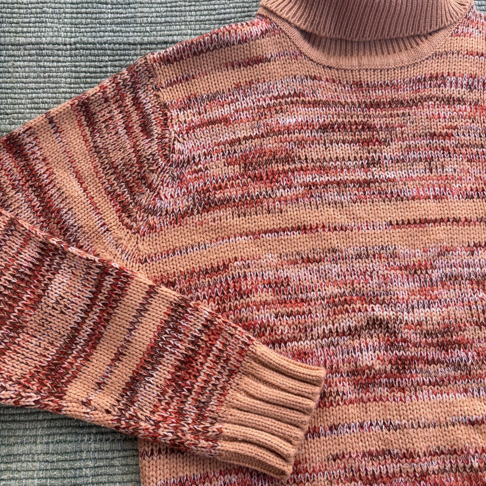 Vintage Vintage 70s striped knit turtleneck acrylic sweater size L Size L / US 10 / IT 46 - 3 Thumbnail