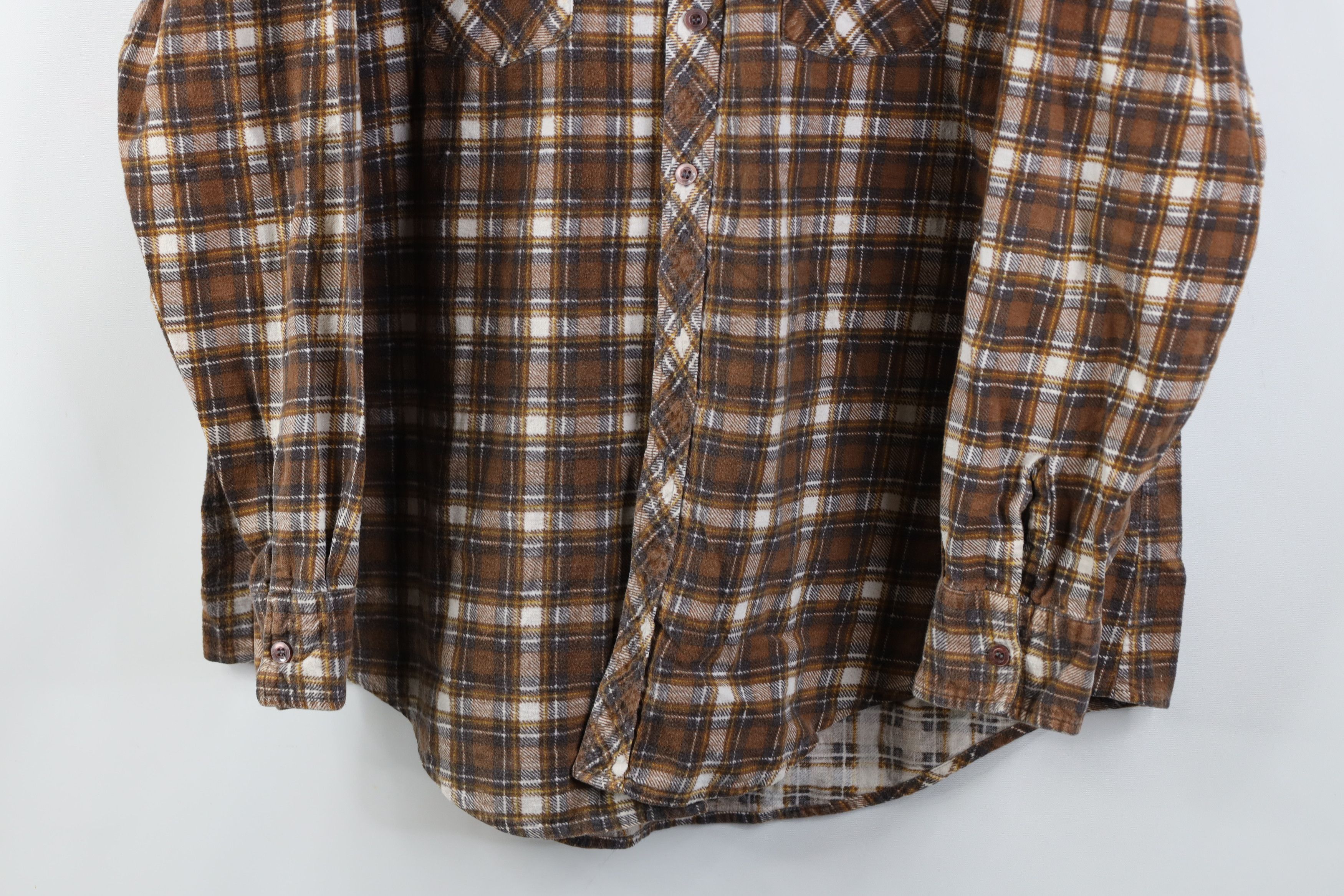 Vintage Vintage 70s Streetwear Collared Button Shirt Brown Plaid Size US XL / EU 56 / 4 - 3 Thumbnail