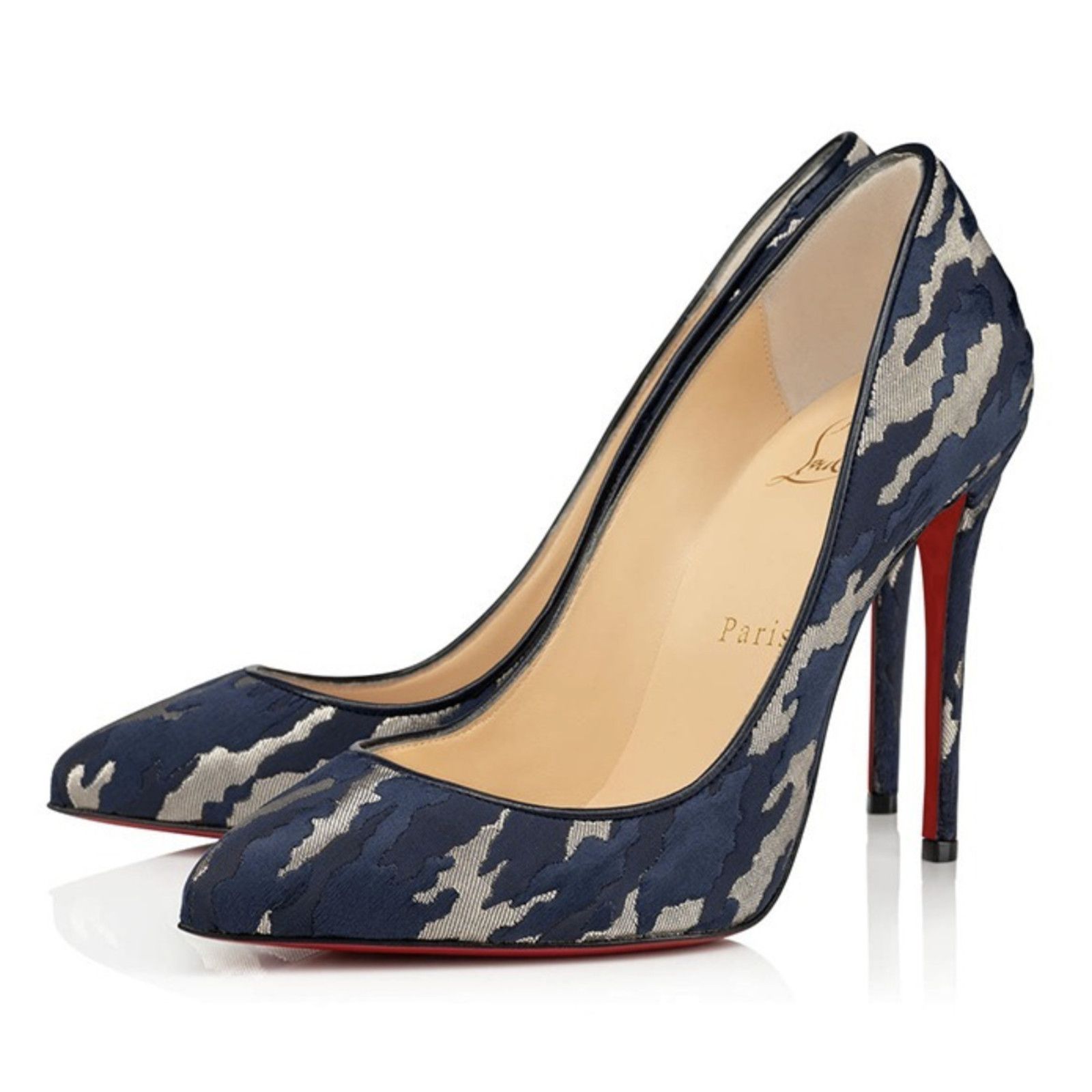 Christian Louboutin Christian Louboutin Pigalle Follies 100 Blue Camo JQ Size US 8.5 / IT 38.5 - 1 Thumbnail