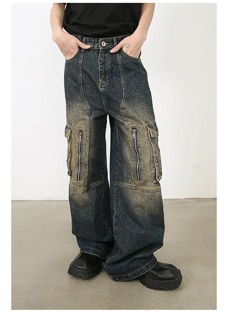 Japanese Brand × Vintage Baggy Washed Multi-Pocket Zipper Cargo Jeans Size US 30 / EU 46 - 6 Thumbnail