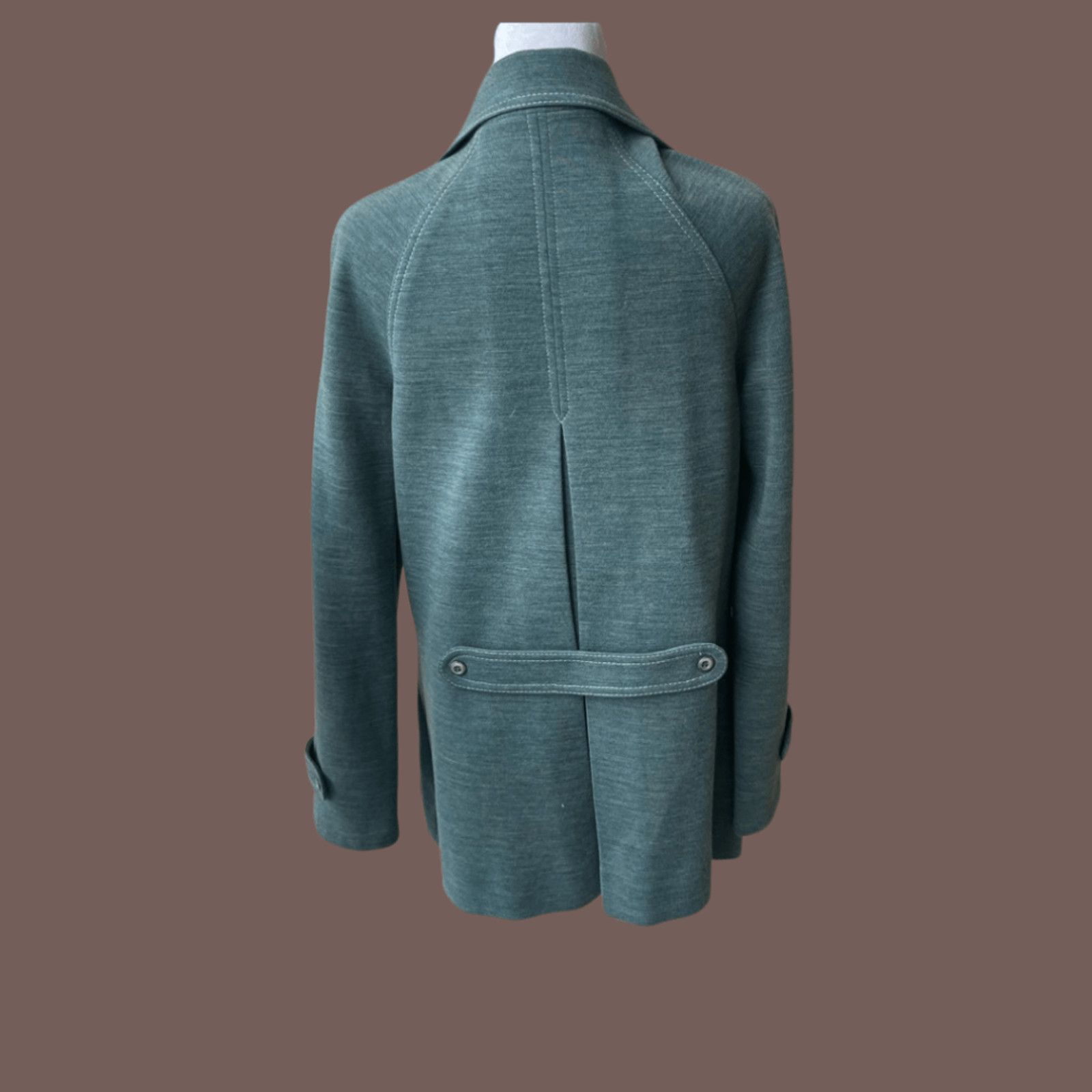 Vintage VTG Butte Knit Coat | Green, Button Front, Trench | Size L Size L / US 10 / IT 46 - 2 Thumbnail
