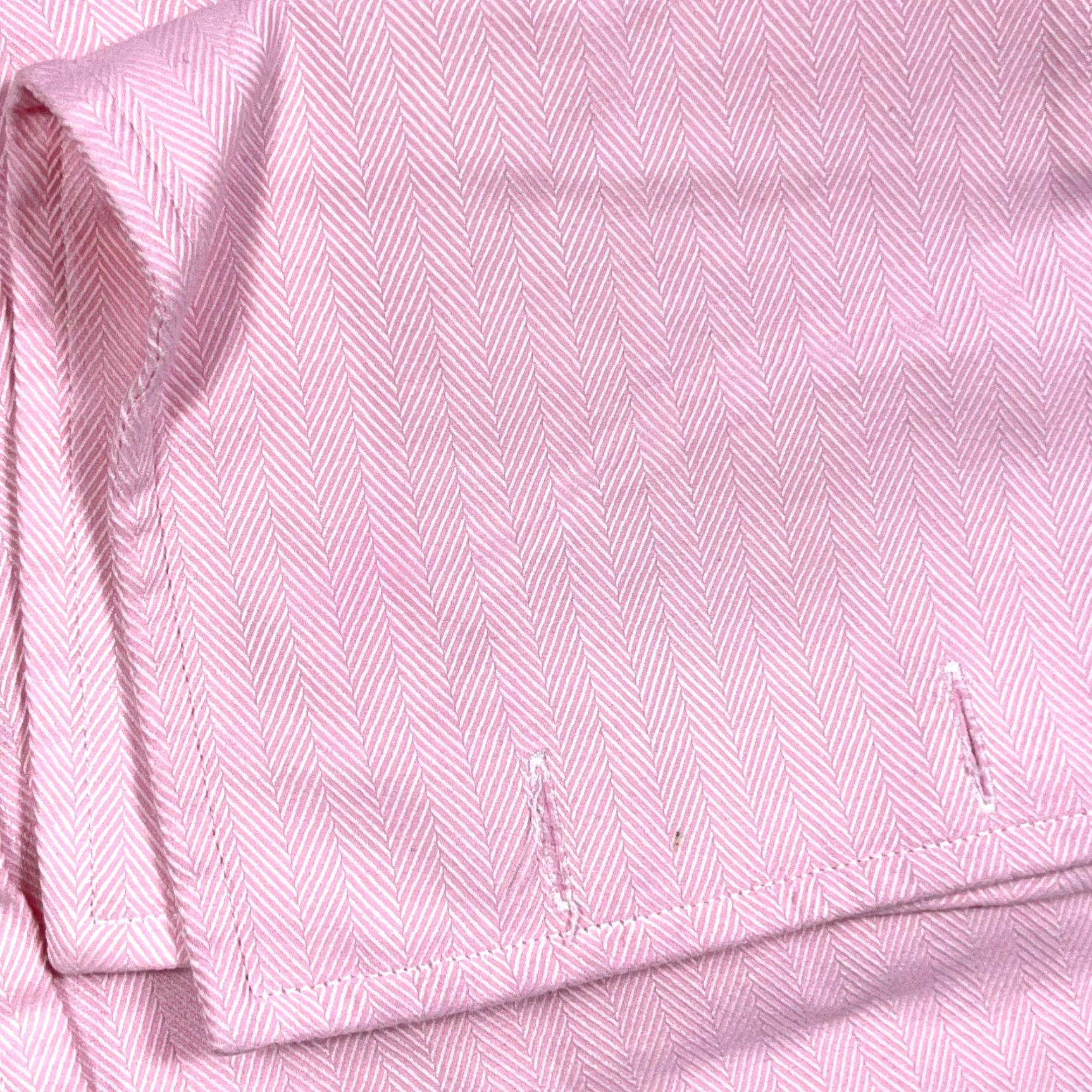 Pinko Thomas Pink Shirt Men 16.5 35 Pink Button Up French Cuff Herringbone Twill Dress Shirt Mens Size 42R - 5 Thumbnail
