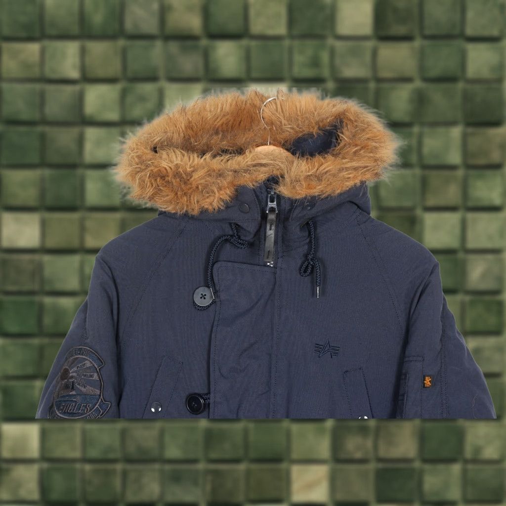 Alpha Industries ALPHA INDUSTRIES N3B Faux Fur Hooded Parka Jacket Men M Blue Size US M / EU 48-50 / 2 - 1 Thumbnail