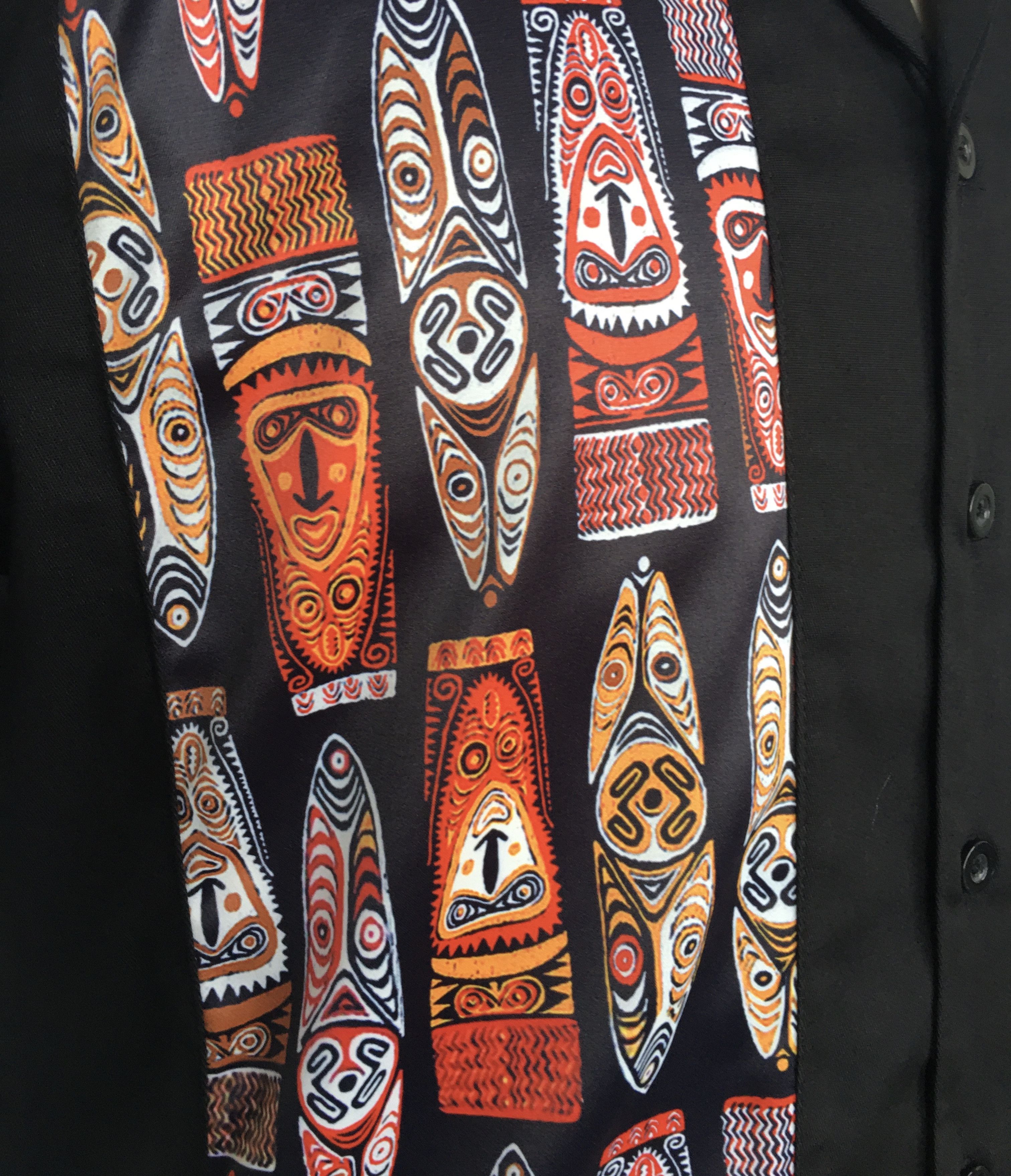 Other Pocket Black Men Shirts Contrast tiki masks Pattern Size US XXL / EU 58 / 5 - 7 Thumbnail