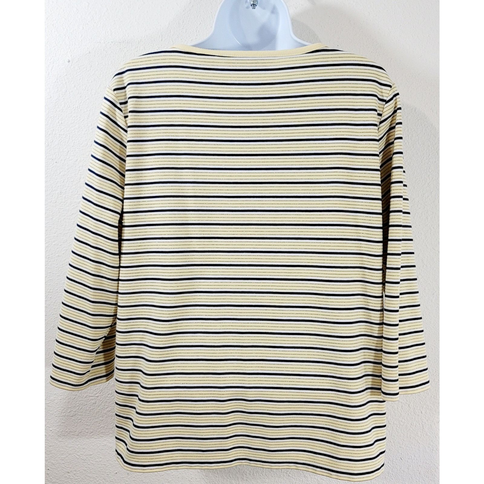 Other Draper's & Damon's Yellow Gold Blue Stripe Top Large Stretch Size L / US 10 / IT 46 - 2 Thumbnail