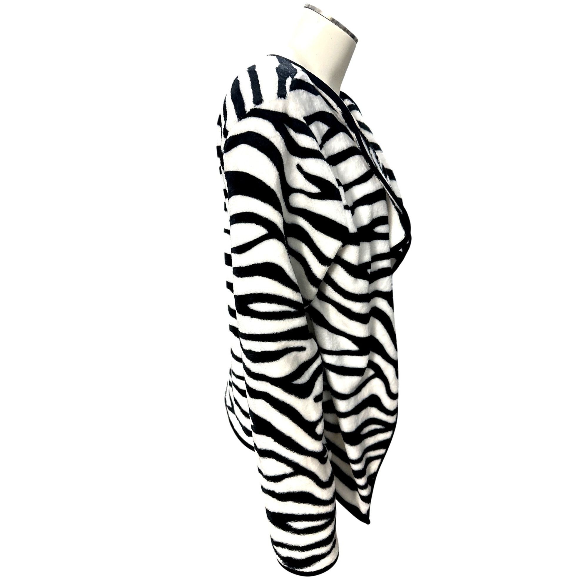 Other CCC Zebra Print Open Front Cardigan Sweater Trendy Black Whi Size L / US 10 / IT 46 - 4 Thumbnail
