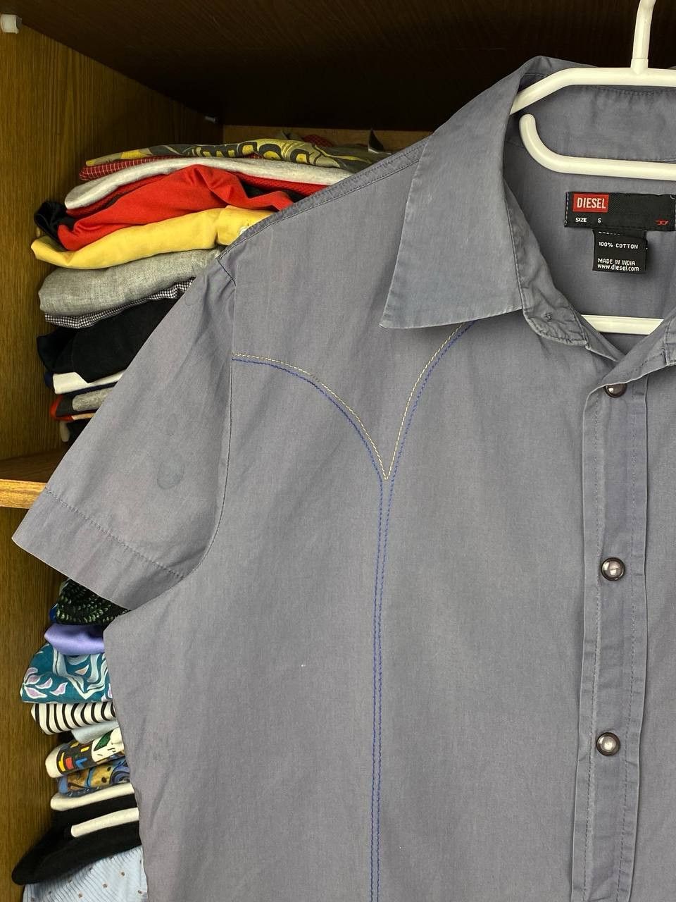 Diesel Vintage Diesel Embroidered Lines 00s Short Sleeve Shirt Size US S / EU 44-46 / 1 - 3 Thumbnail