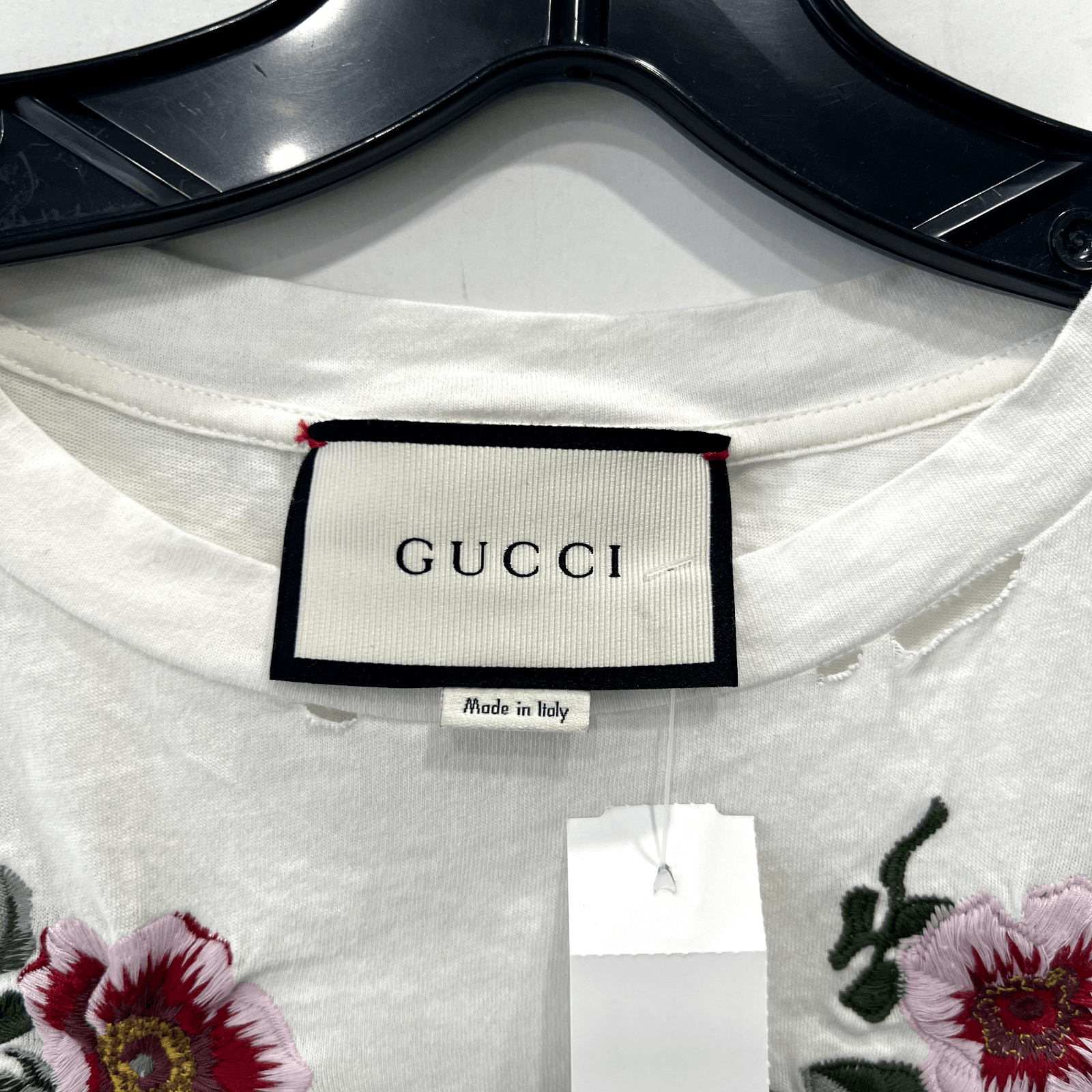 Gucci $785 Floral Embroidered Distressed Graphic Print T-Shirt Size L / US 10 / IT 46 - 4 Thumbnail