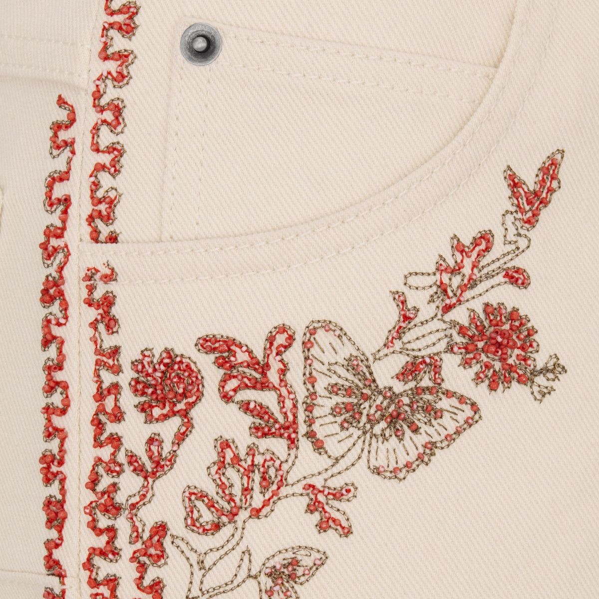 Dior o1bcso1str0225 Embroidered Fitted Jeans in White Size 26" / US 2 / IT 38 - 3 Thumbnail
